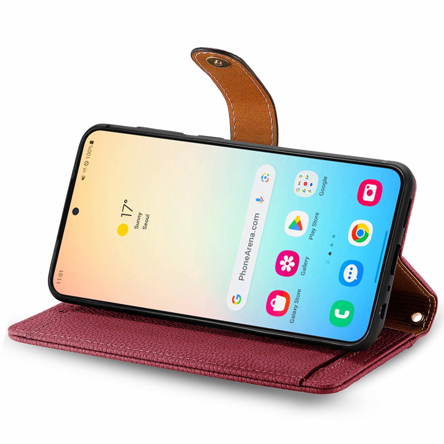 For Samsung Galaxy S24 Wallet Case RFID Blocking Leather Phone Cover - Red