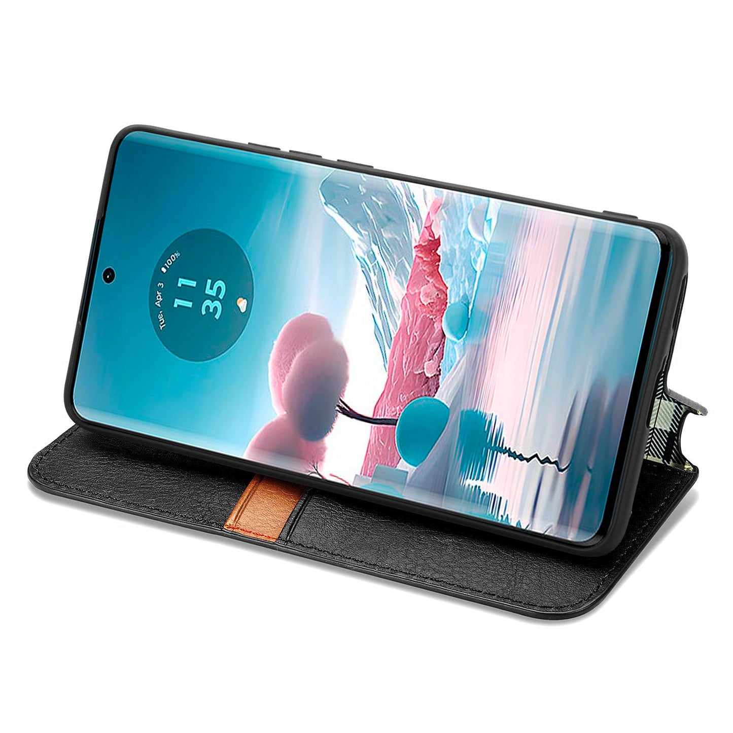 For Motorola Edge 40 Neo 5G Wallet Case Rhombus Leather Flip Cover Wholesale Cell Phone Accessories - Black