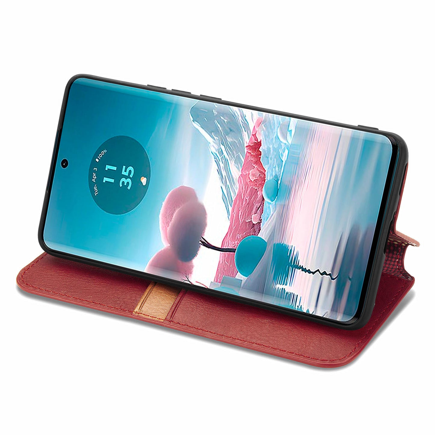 For Motorola Edge 40 Neo 5G Wallet Case Rhombus Leather Flip Cover Wholesale Cell Phone Accessories - Red