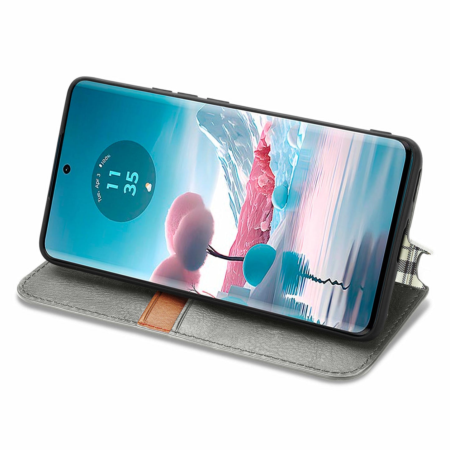 For Motorola Edge 40 Neo 5G Wallet Case Rhombus Leather Flip Cover Wholesale Cell Phone Accessories - Grey