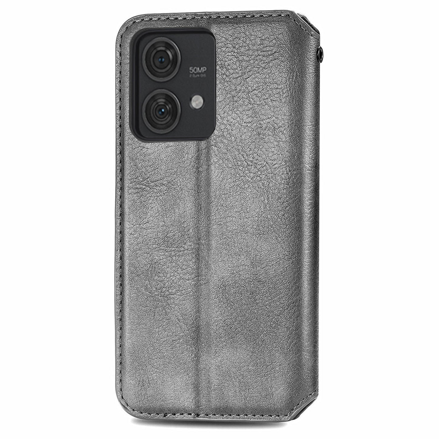 For Motorola Edge 40 Neo 5G Wallet Case Rhombus Leather Flip Cover Wholesale Cell Phone Accessories - Grey