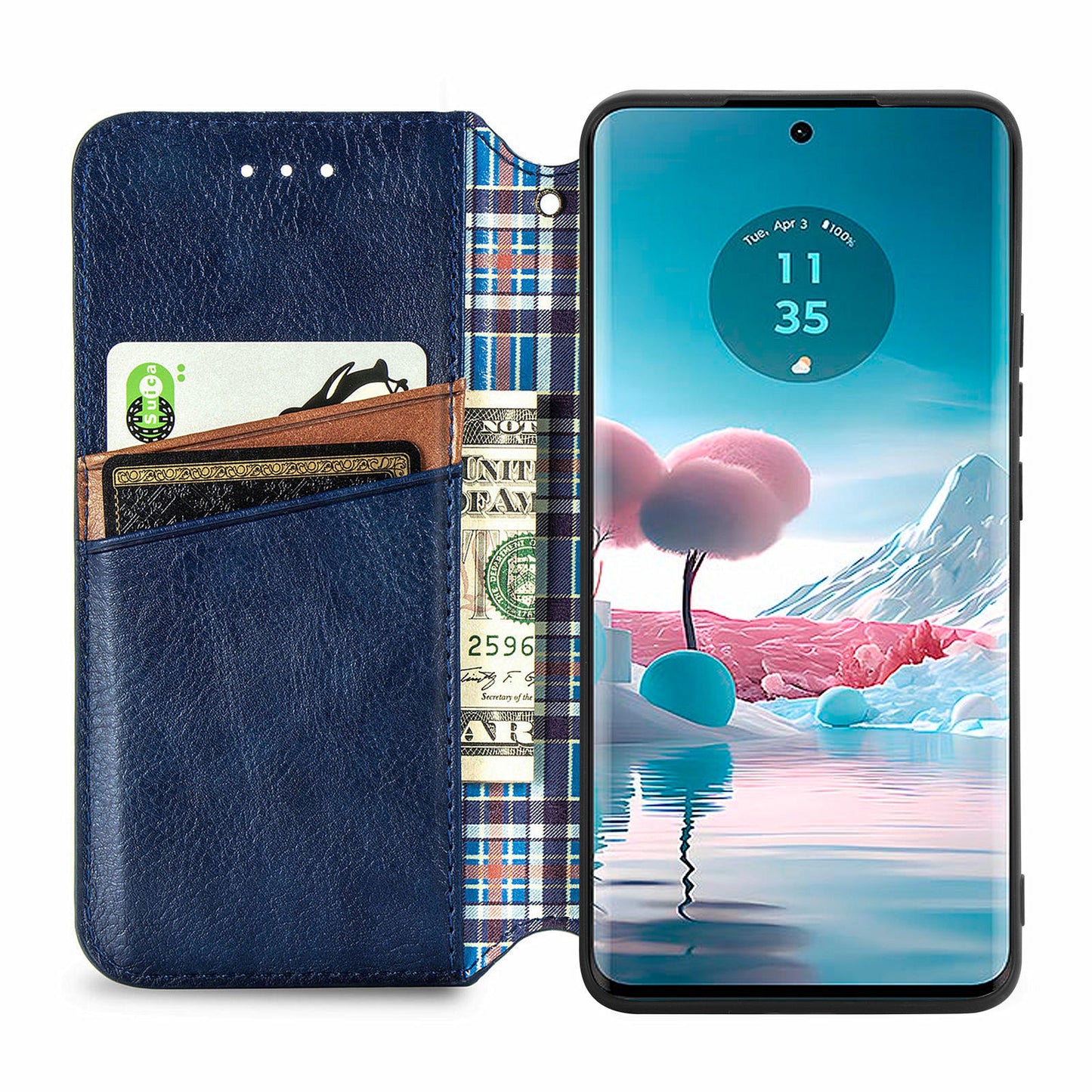 For Motorola Edge 40 Neo 5G Wallet Case Rhombus Leather Flip Cover Wholesale Cell Phone Accessories - Blue