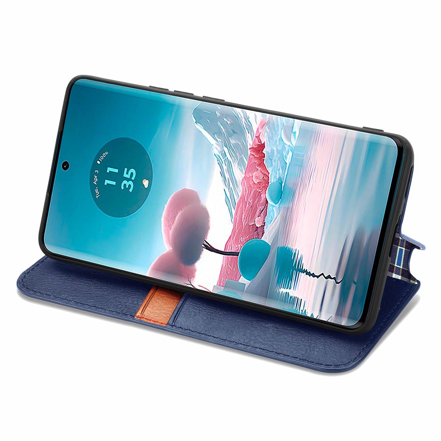 For Motorola Edge 40 Neo 5G Wallet Case Rhombus Leather Flip Cover Wholesale Cell Phone Accessories - Blue