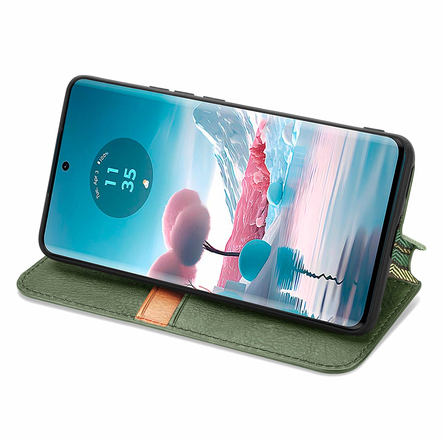 For Motorola Edge 40 Neo 5G Wallet Case Rhombus Leather Flip Cover Wholesale Cell Phone Accessories - Green