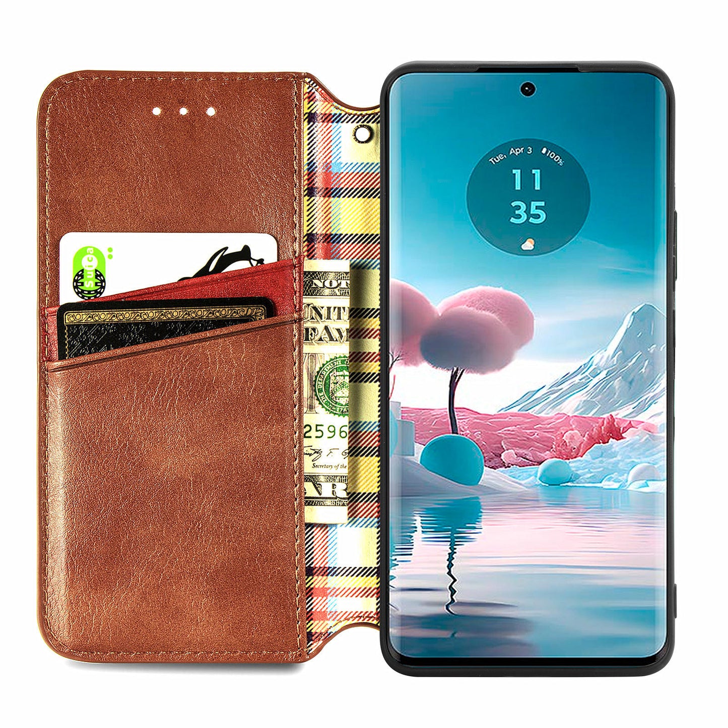 For Motorola Edge 40 Neo 5G Wallet Case Rhombus Leather Flip Cover Wholesale Cell Phone Accessories - Brown