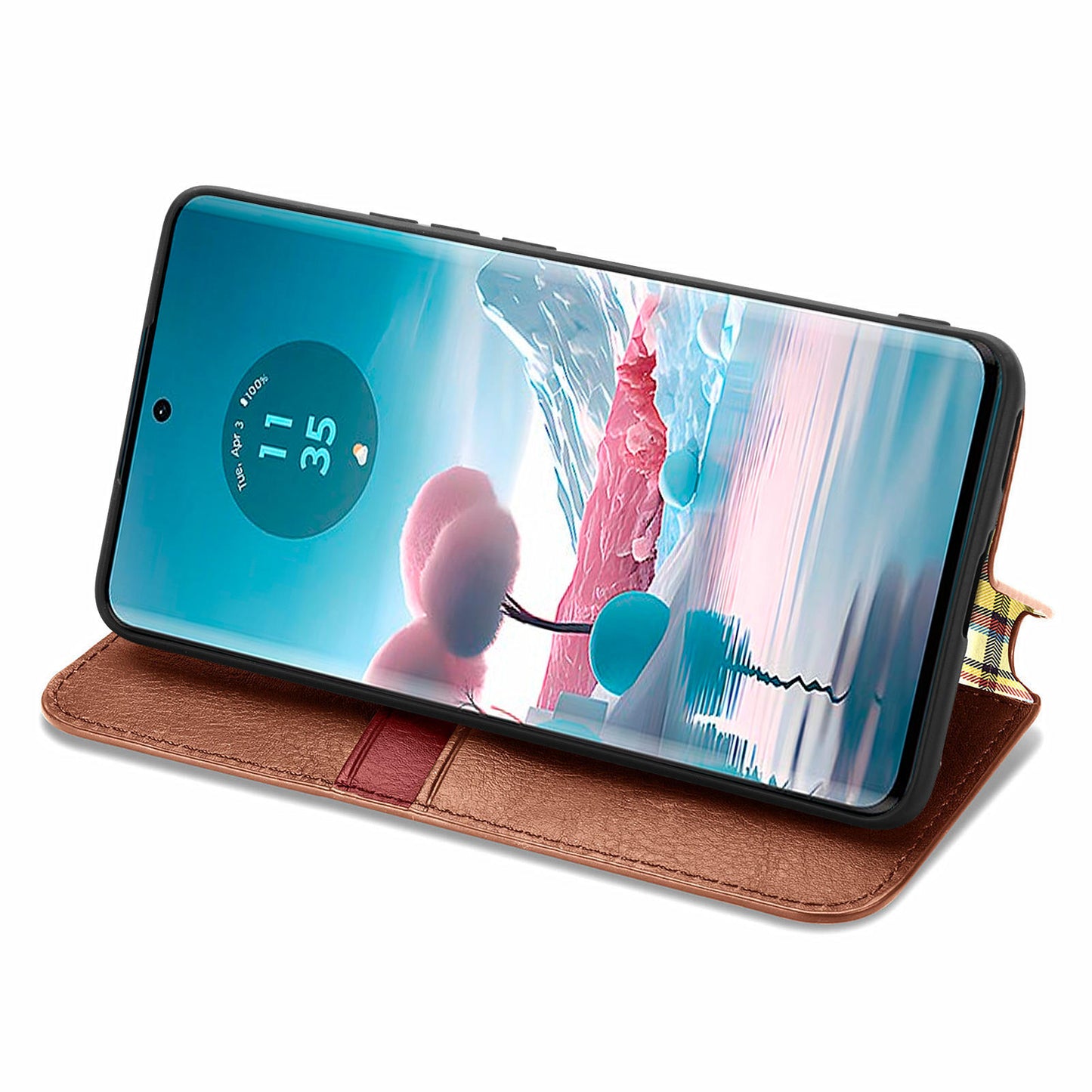 For Motorola Edge 40 Neo 5G Wallet Case Rhombus Leather Flip Cover Wholesale Cell Phone Accessories - Brown