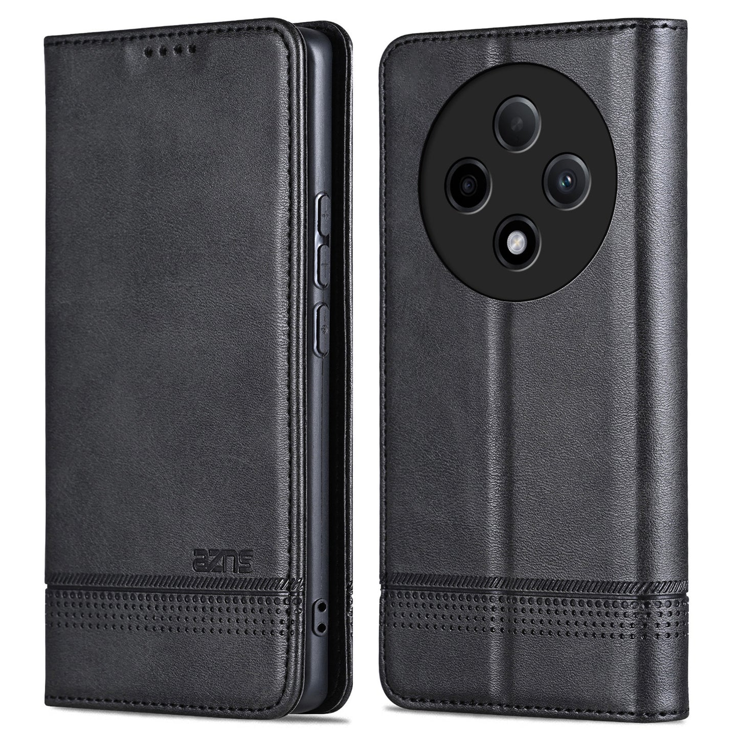 AZNS For Oppo A3 Pro 5G Case PU Leather Flip Stand Wallet Phone Cover - Black