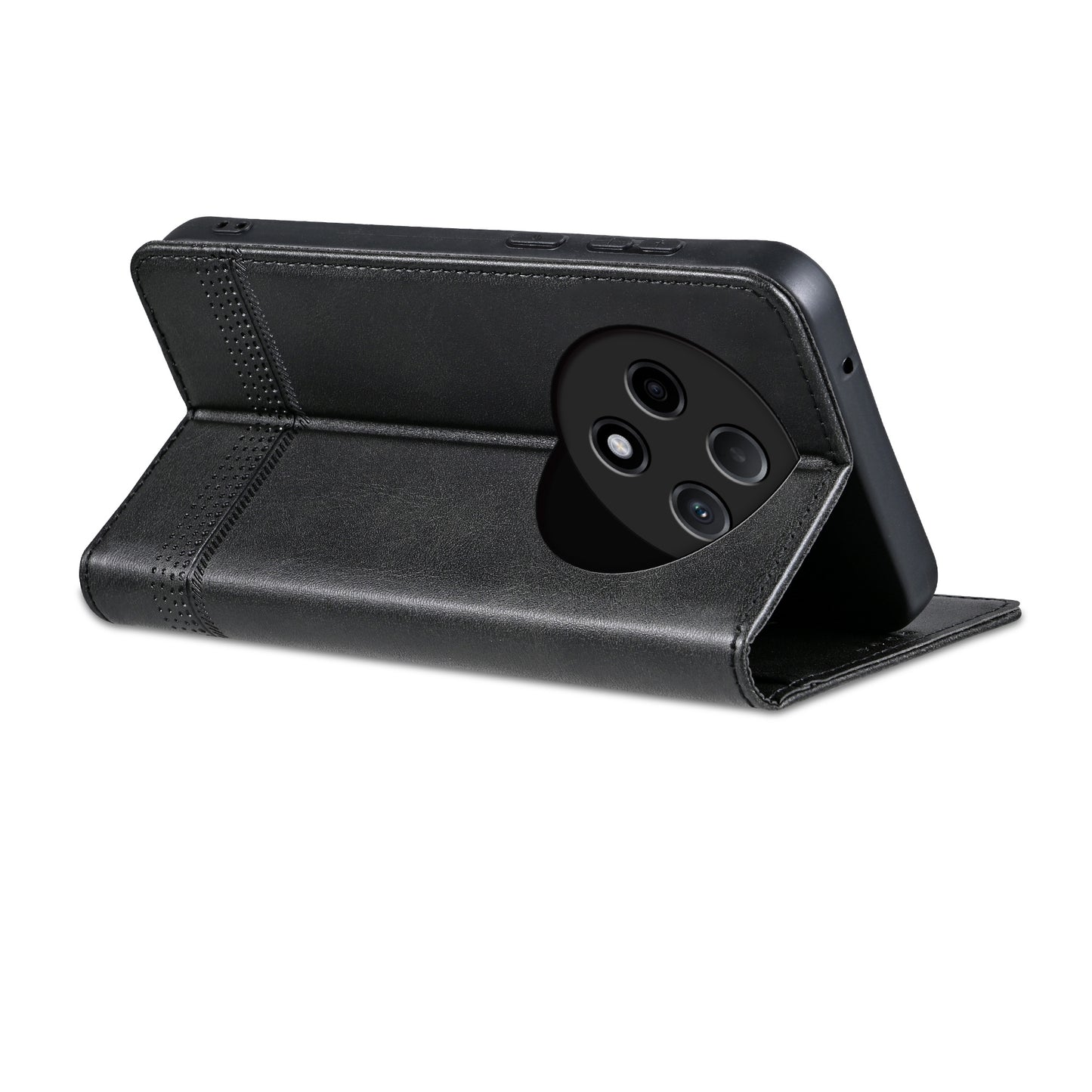 AZNS For Oppo A3 Pro 5G Case PU Leather Flip Stand Wallet Phone Cover - Black