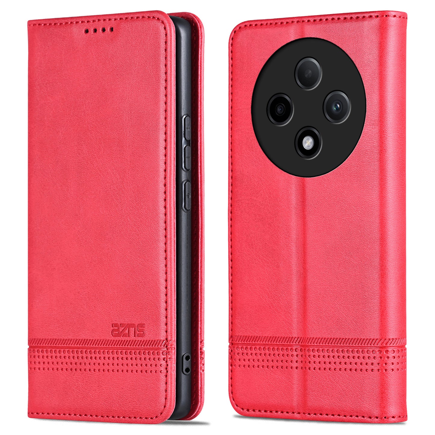 AZNS For Oppo A3 Pro 5G Case PU Leather Flip Stand Wallet Phone Cover - Red