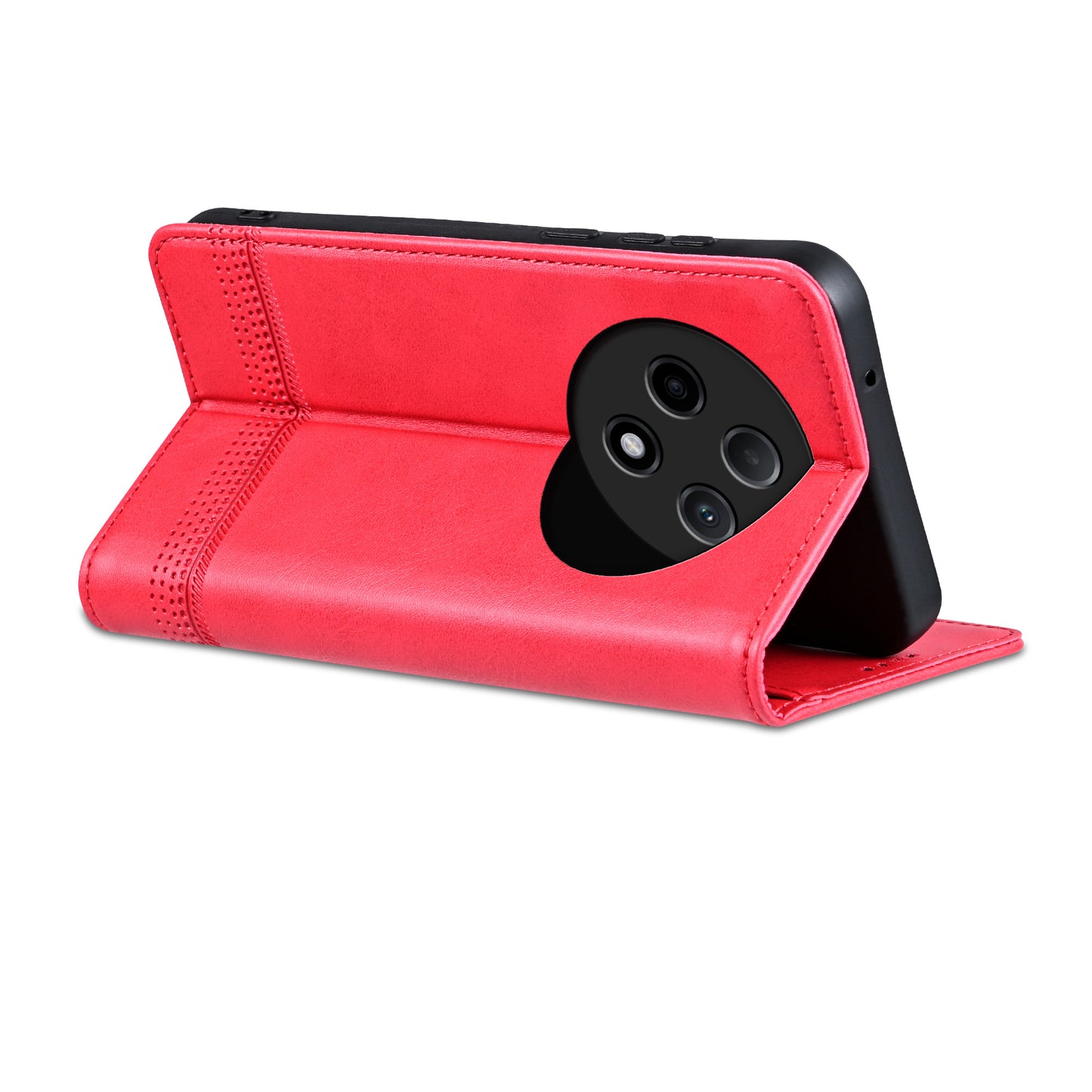 AZNS For Oppo A3 Pro 5G Case PU Leather Flip Stand Wallet Phone Cover - Red