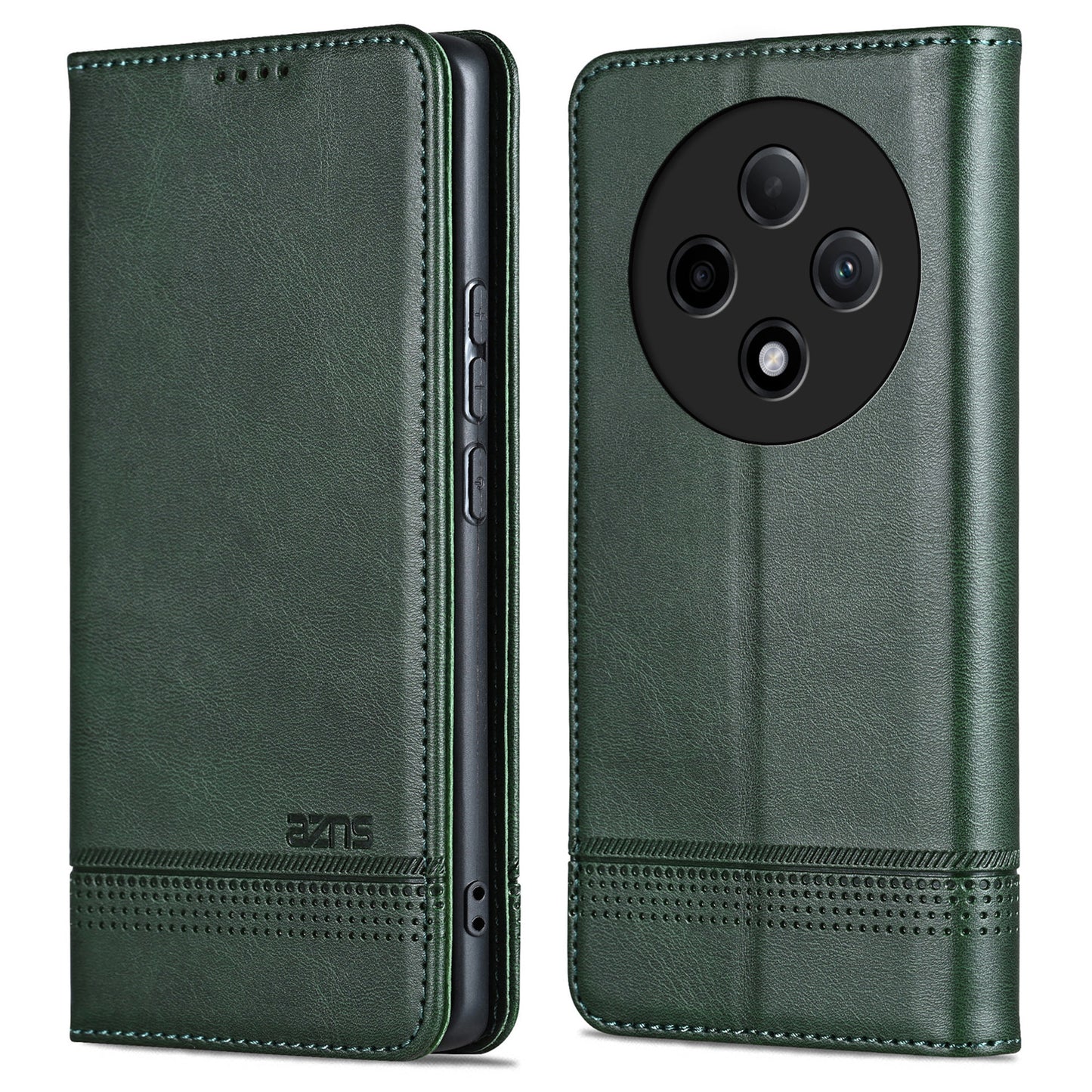 AZNS For Oppo A3 Pro 5G Case PU Leather Flip Stand Wallet Phone Cover - Green