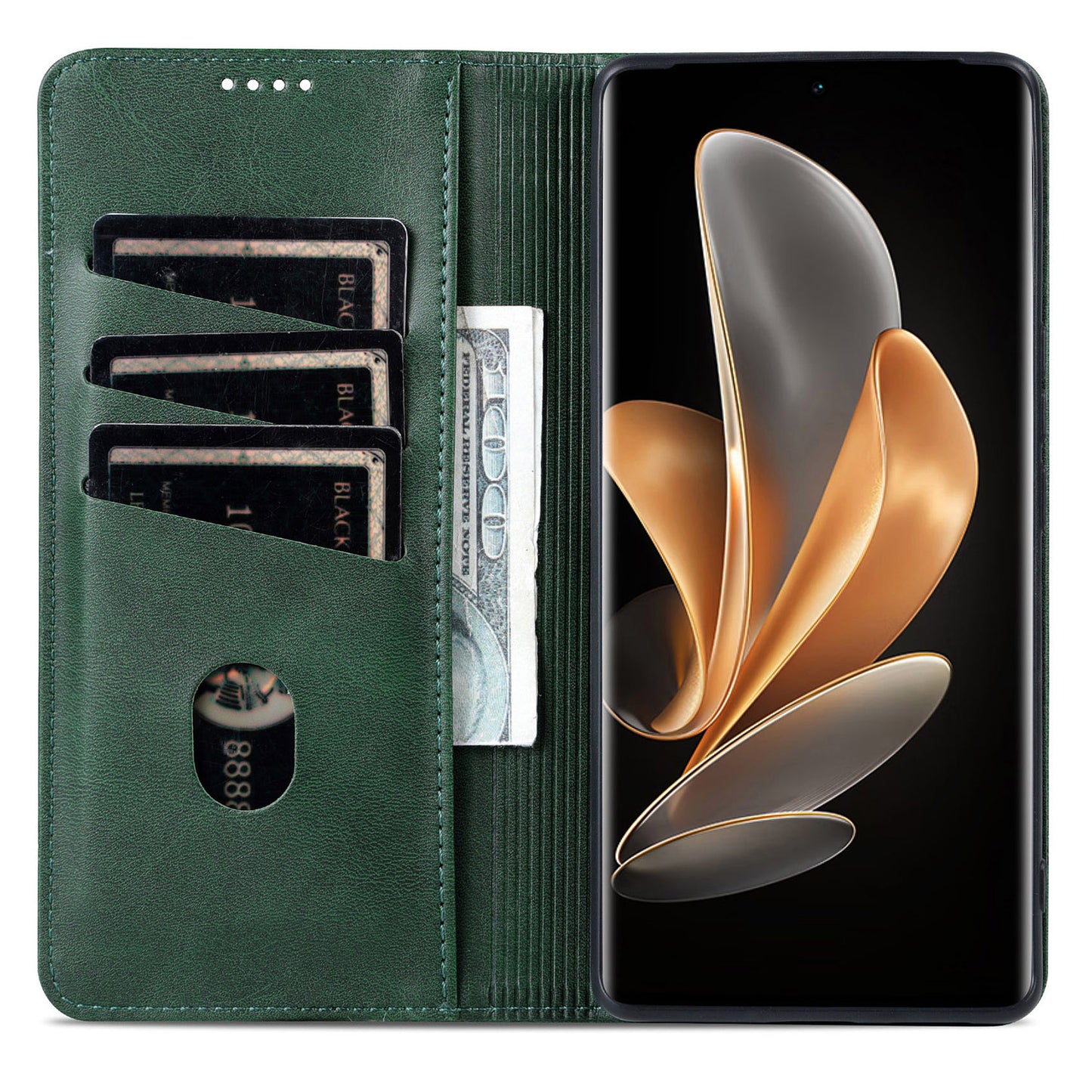 AZNS For Oppo A3 Pro 5G Case PU Leather Flip Stand Wallet Phone Cover - Green