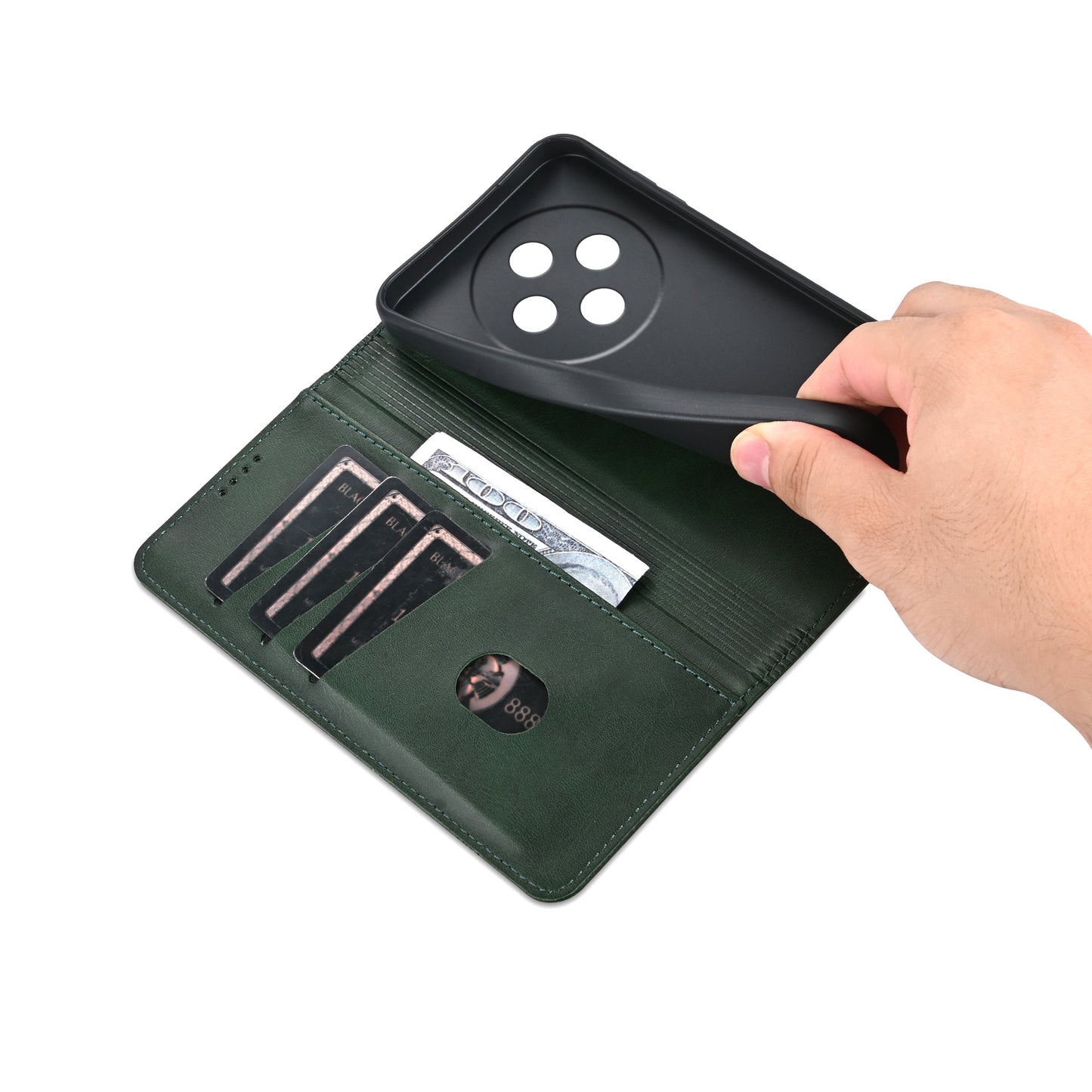 AZNS For Oppo A3 Pro 5G Case PU Leather Flip Stand Wallet Phone Cover - Green