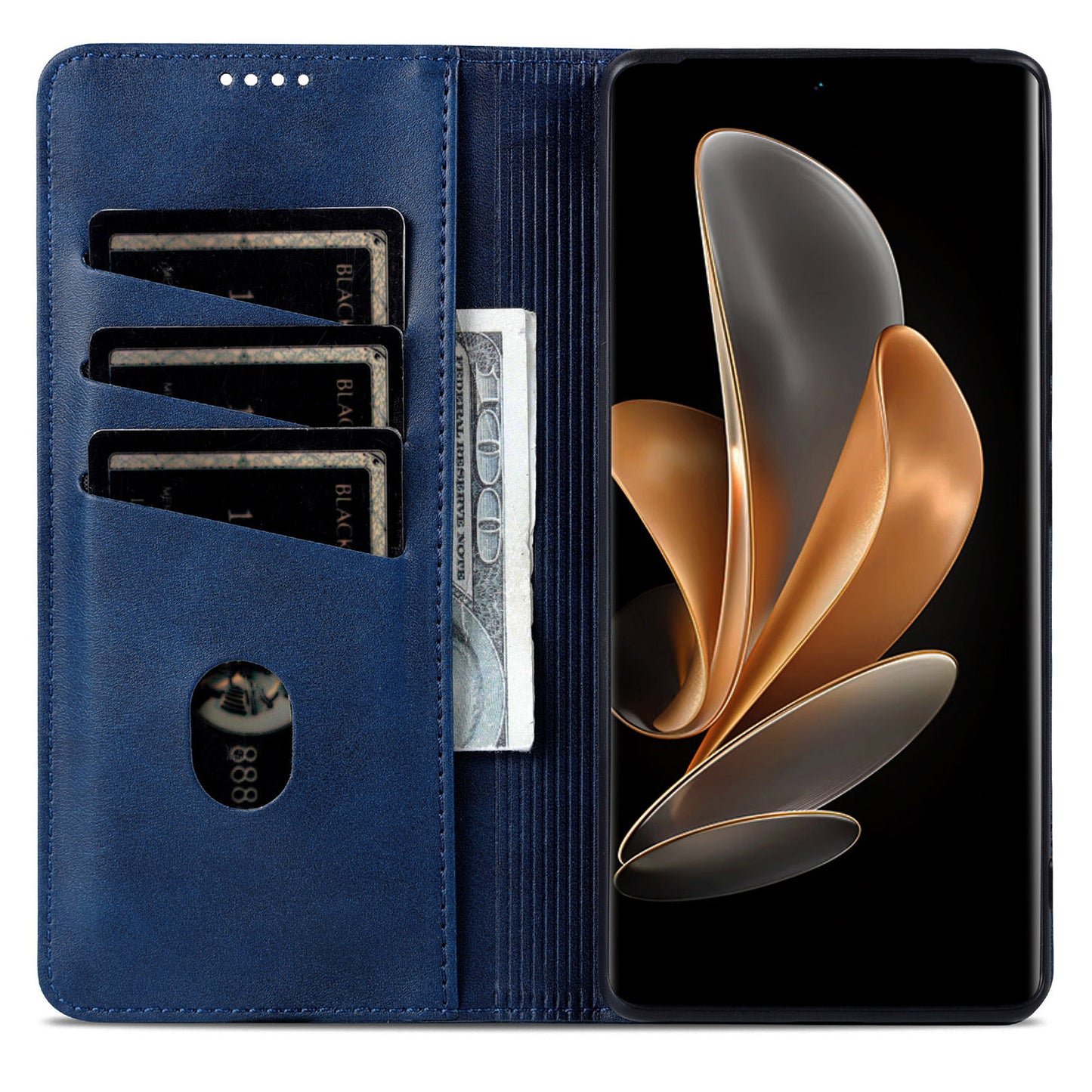 AZNS For Oppo A3 Pro 5G Case PU Leather Flip Stand Wallet Phone Cover - Blue