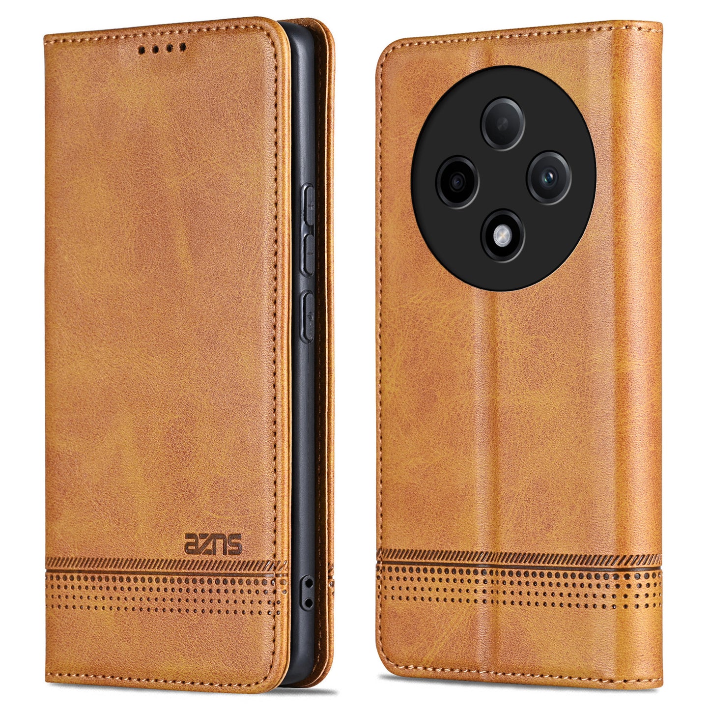 AZNS For Oppo A3 Pro 5G Case PU Leather Flip Stand Wallet Phone Cover - Brown