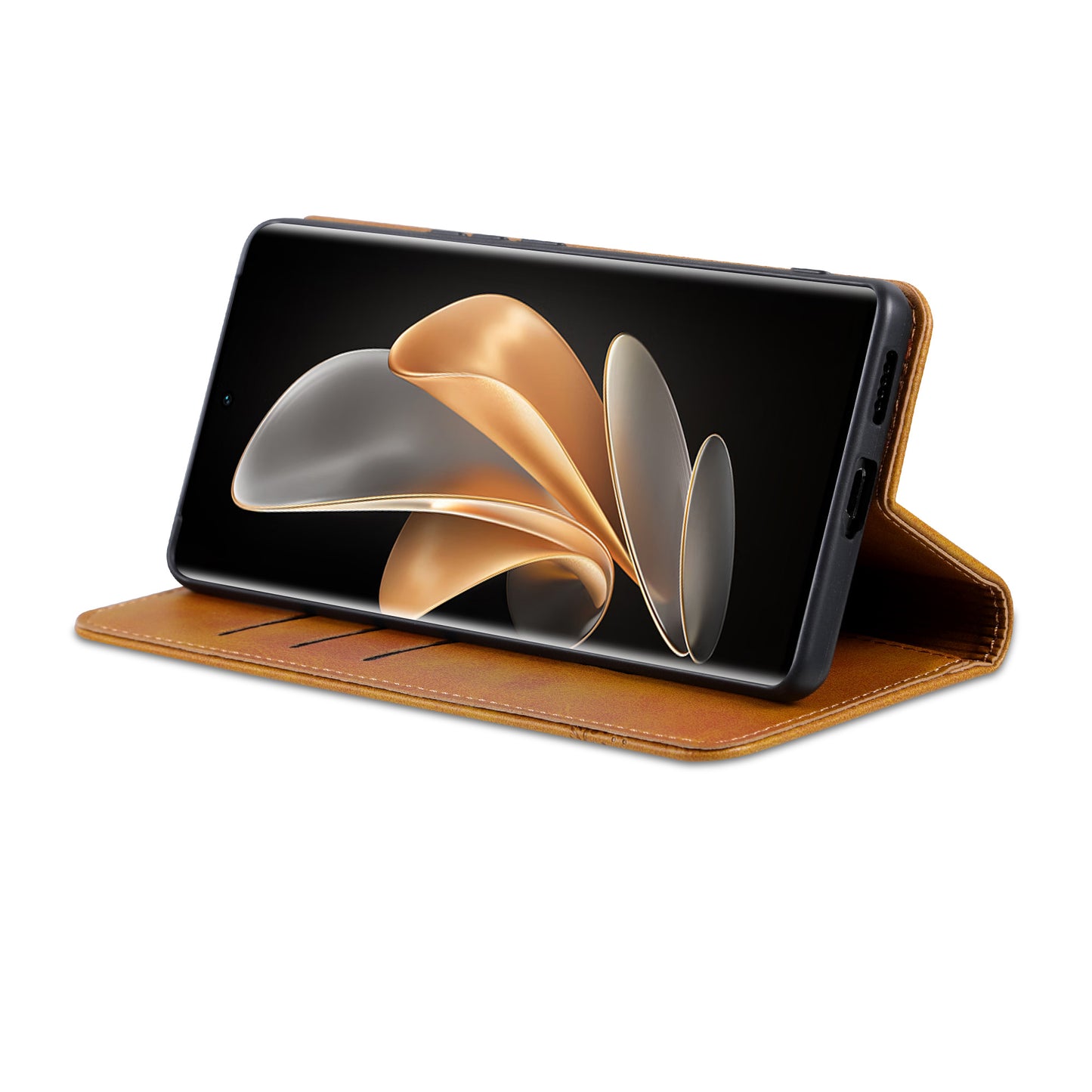 AZNS For Oppo A3 Pro 5G Case PU Leather Flip Stand Wallet Phone Cover - Brown