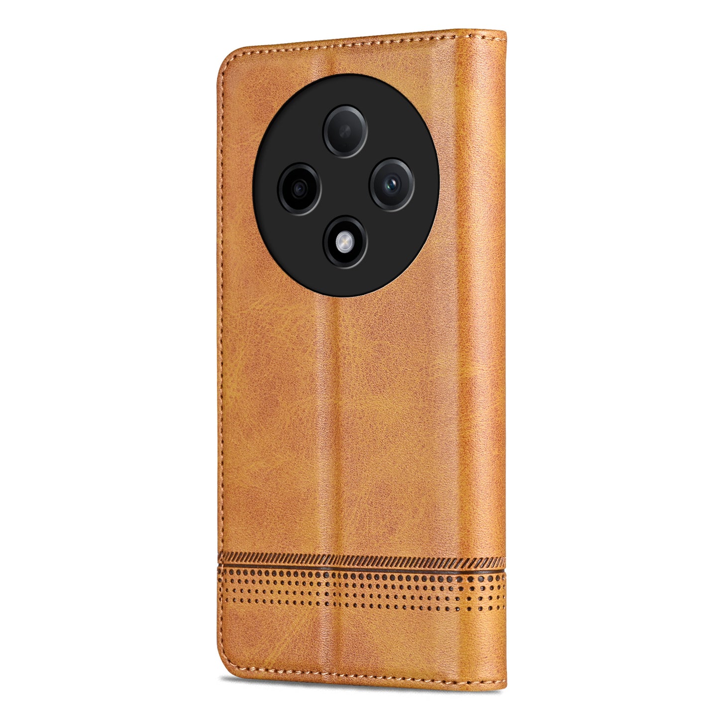 AZNS For Oppo A3 Pro 5G Case PU Leather Flip Stand Wallet Phone Cover - Brown