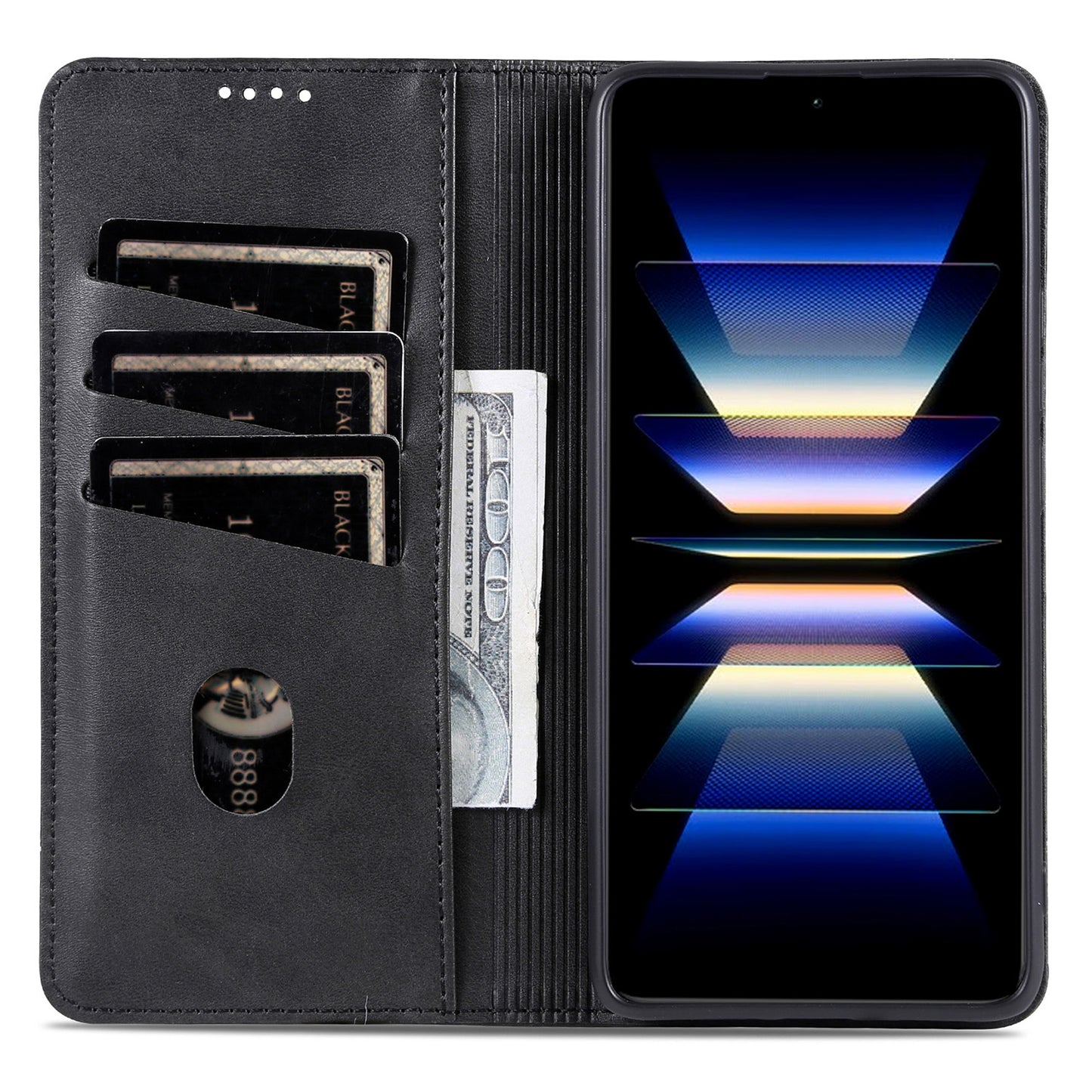 AZNS For Oppo Reno11 F 5G Case PU Leather Flip Stand Wallet Phone Cover - Black