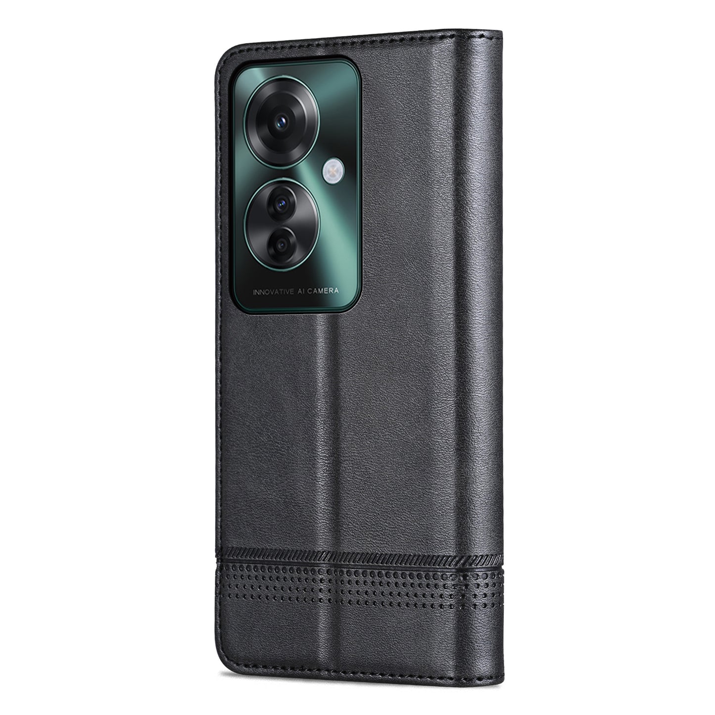 AZNS For Oppo Reno11 F 5G Case PU Leather Flip Stand Wallet Phone Cover - Black