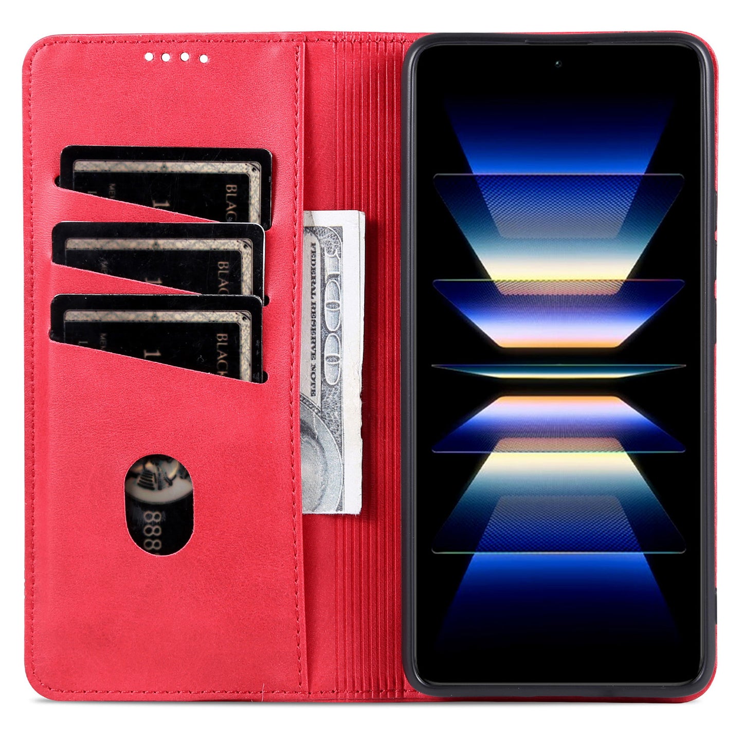 AZNS For Oppo Reno11 F 5G Case PU Leather Flip Stand Wallet Phone Cover - Red