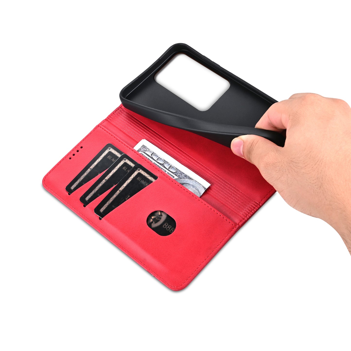 AZNS For Oppo Reno11 F 5G Case PU Leather Flip Stand Wallet Phone Cover - Red