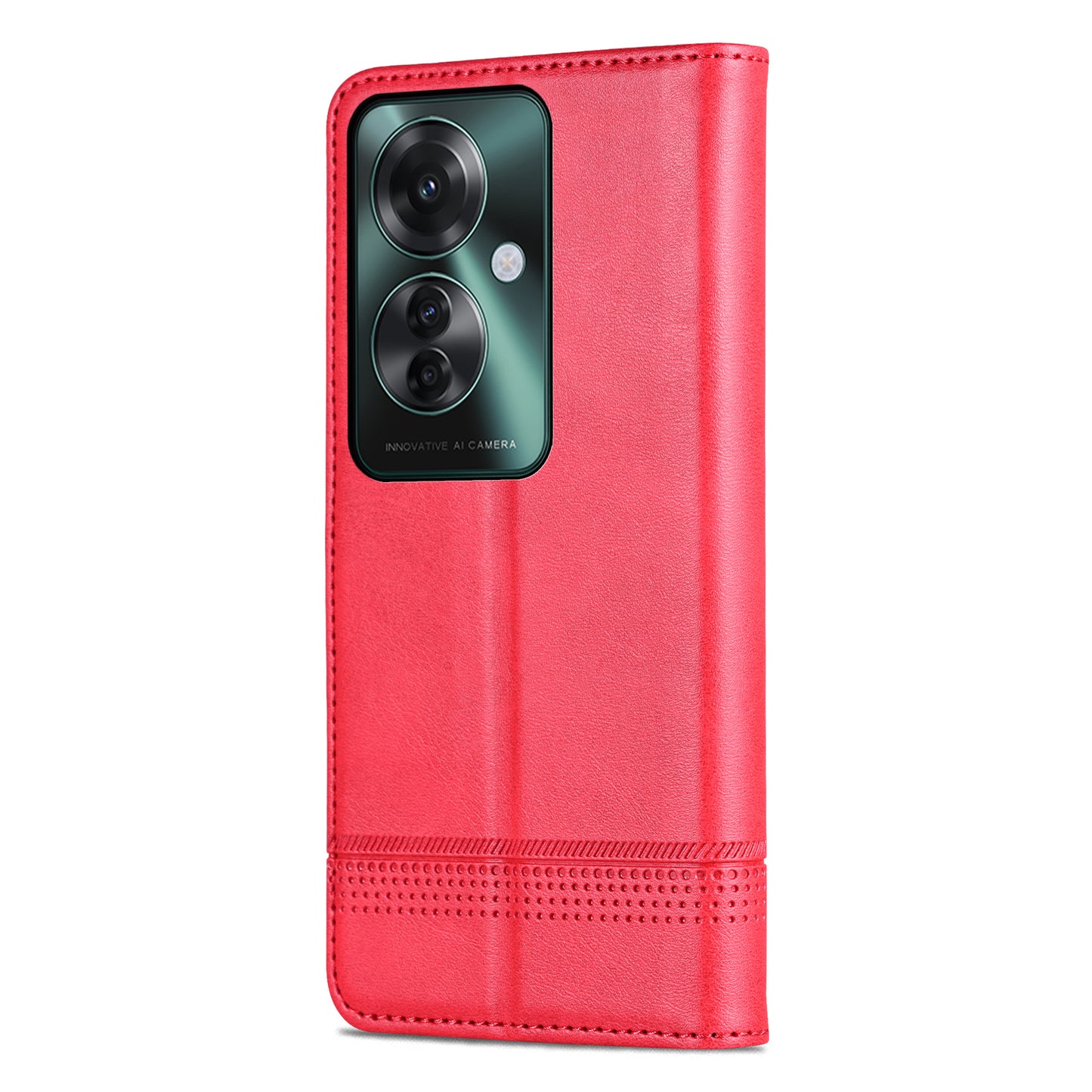 AZNS For Oppo Reno11 F 5G Case PU Leather Flip Stand Wallet Phone Cover - Red