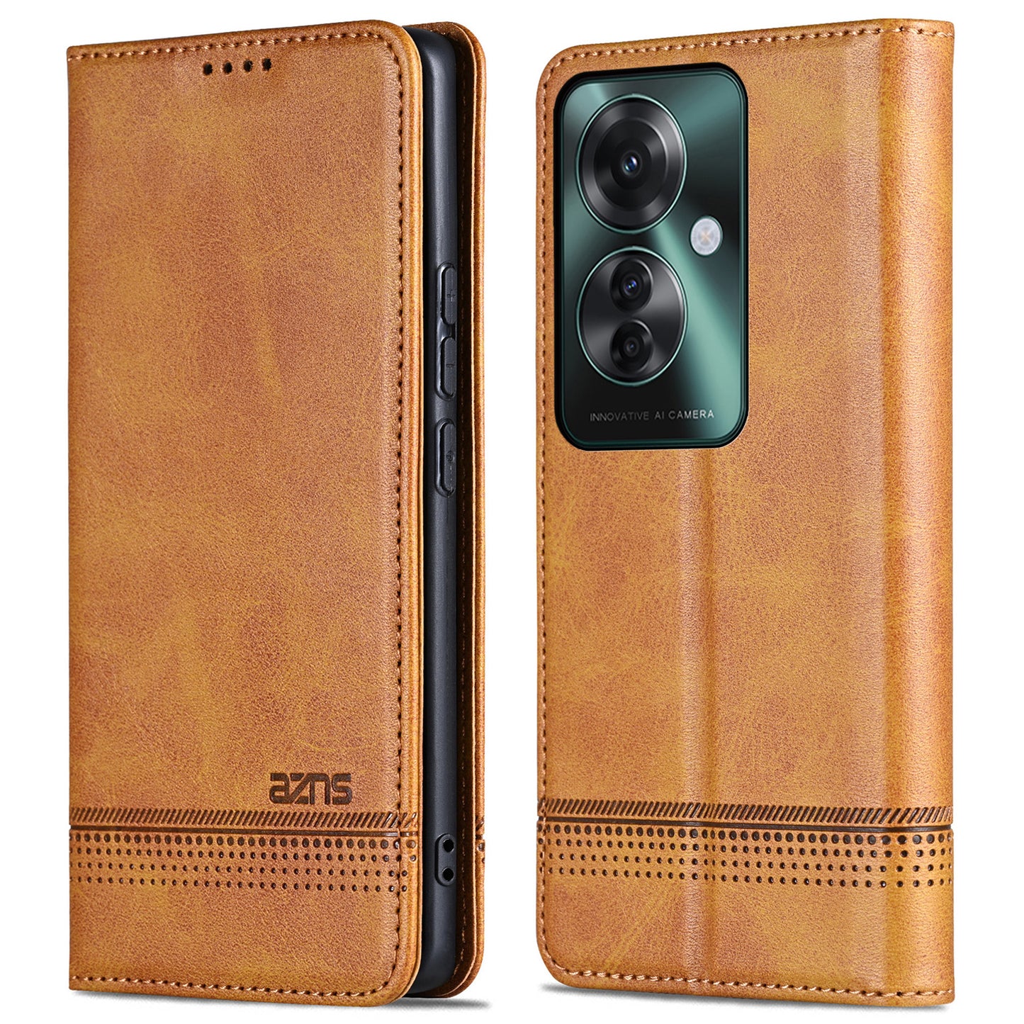 AZNS For Oppo Reno11 F 5G Case PU Leather Flip Stand Wallet Phone Cover - Brown