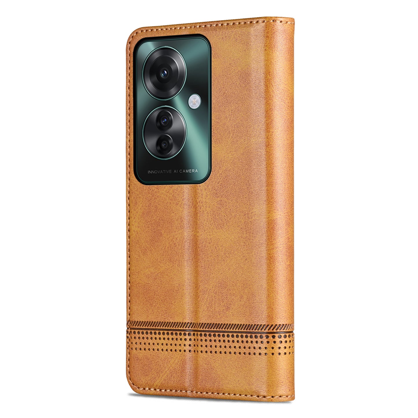 AZNS For Oppo Reno11 F 5G Case PU Leather Flip Stand Wallet Phone Cover - Brown