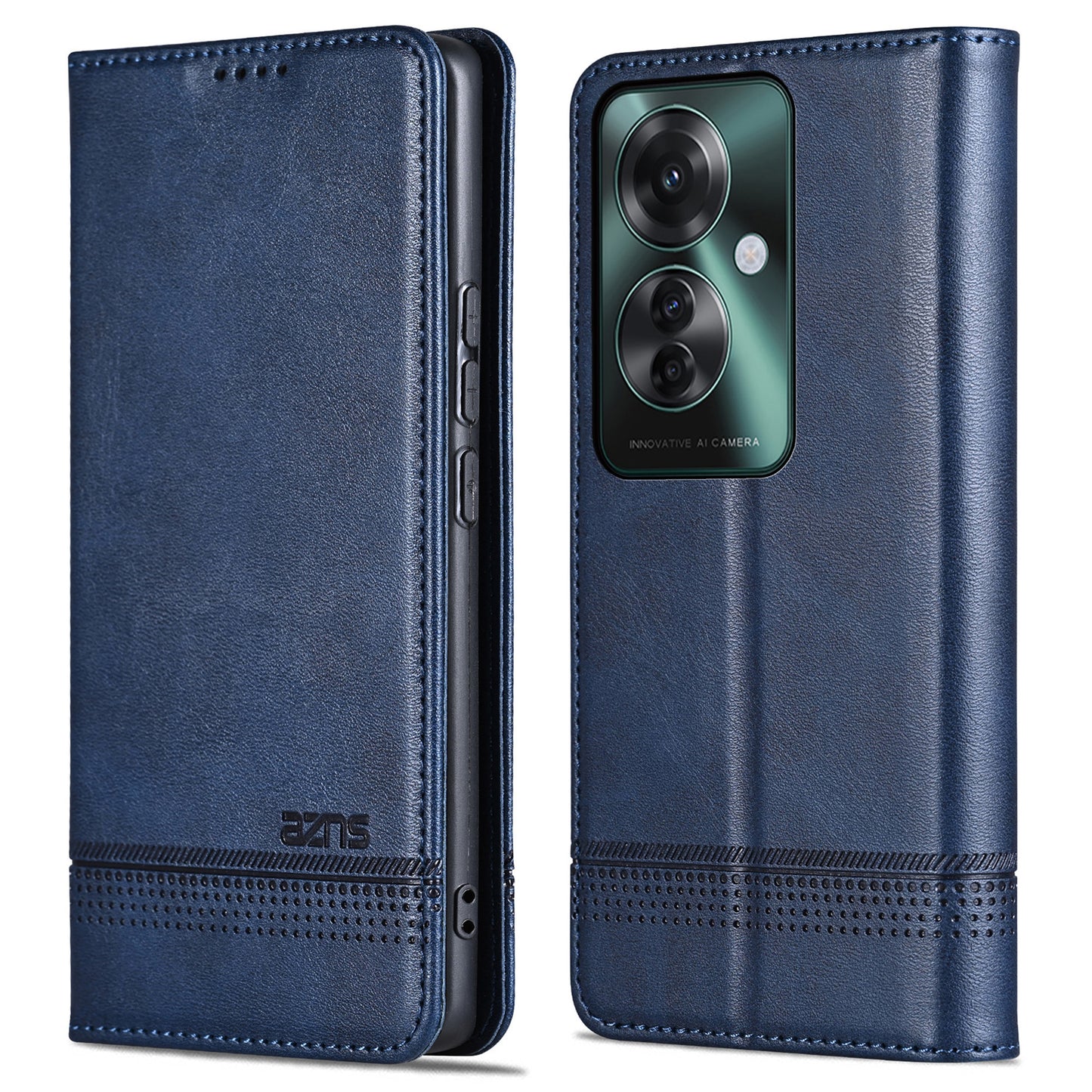 AZNS For Oppo Reno11 F 5G Case PU Leather Flip Stand Wallet Phone Cover - Blue