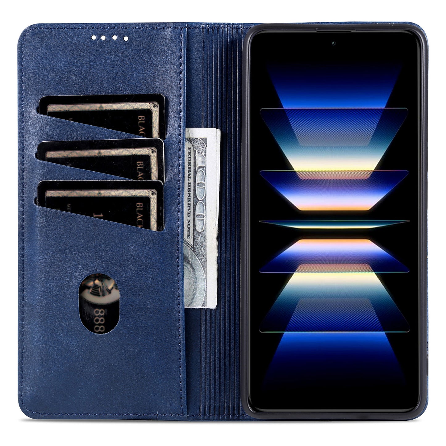 AZNS For Oppo Reno11 F 5G Case PU Leather Flip Stand Wallet Phone Cover - Blue