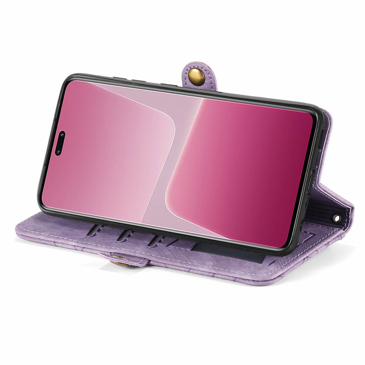 For Xiaomi 13 Lite / Civi 2 5G Case Zipper Wallet Leather Geometry Phone Cover - Light Purple