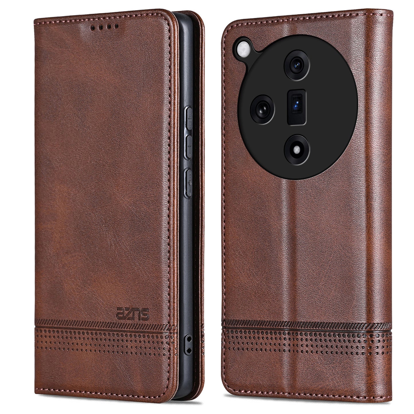 AZNS For Oppo Find X7 5G Leather Wallet Cover Mobile Phone Case Wholesale - Coffee