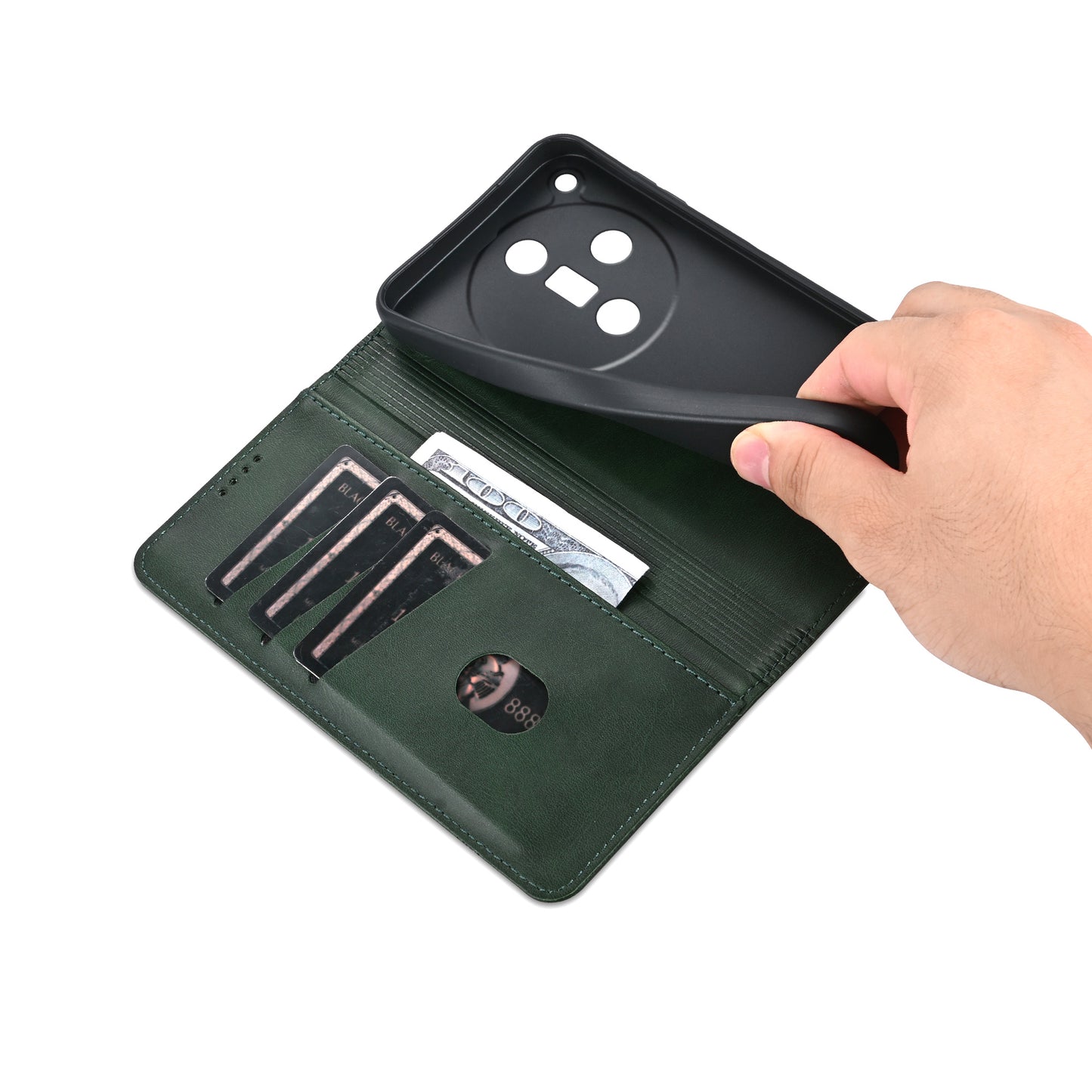 AZNS For Oppo Find X7 5G Leather Wallet Cover Mobile Phone Case Wholesale - Green