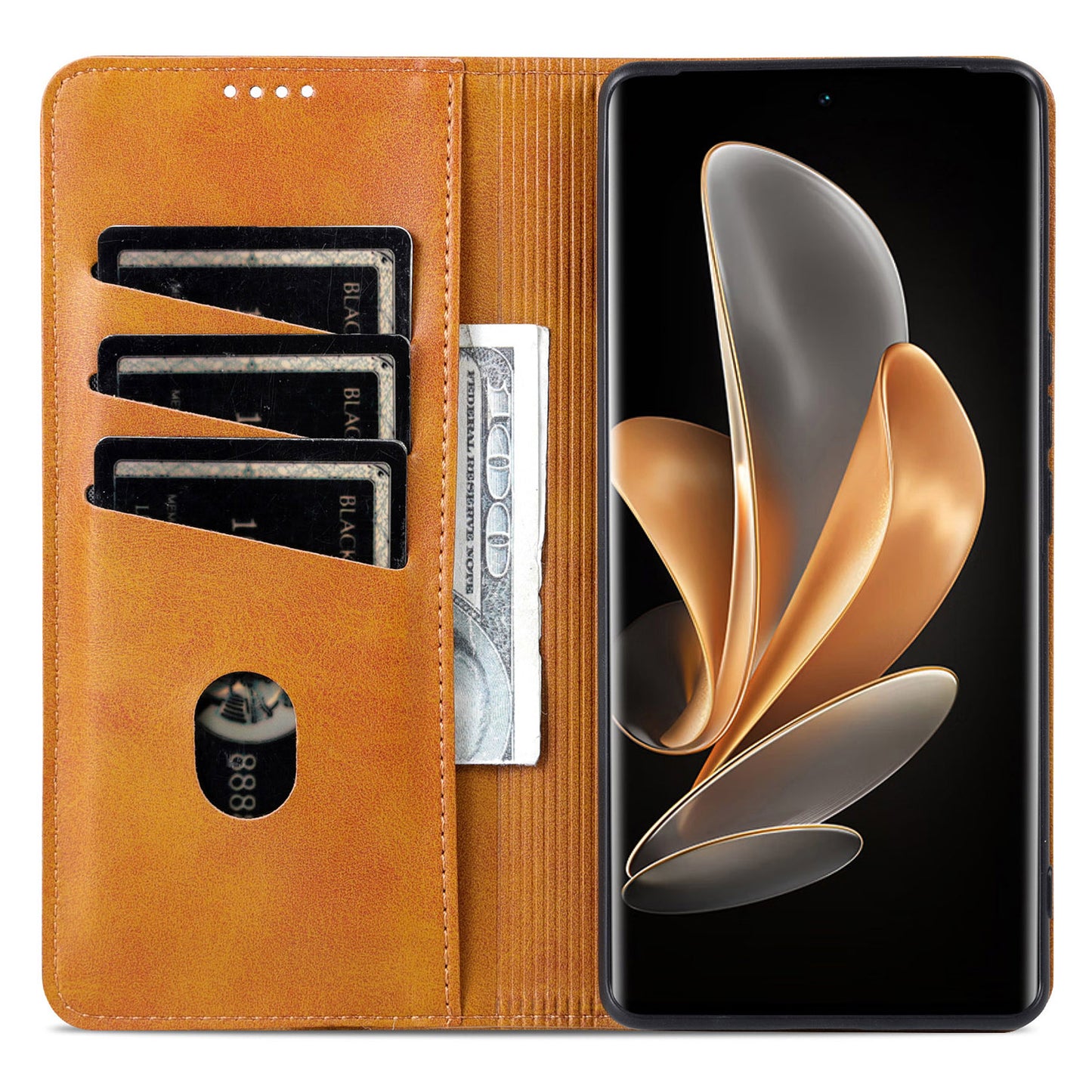 AZNS For Oppo Find X7 5G Leather Wallet Cover Mobile Phone Case Wholesale - Brown