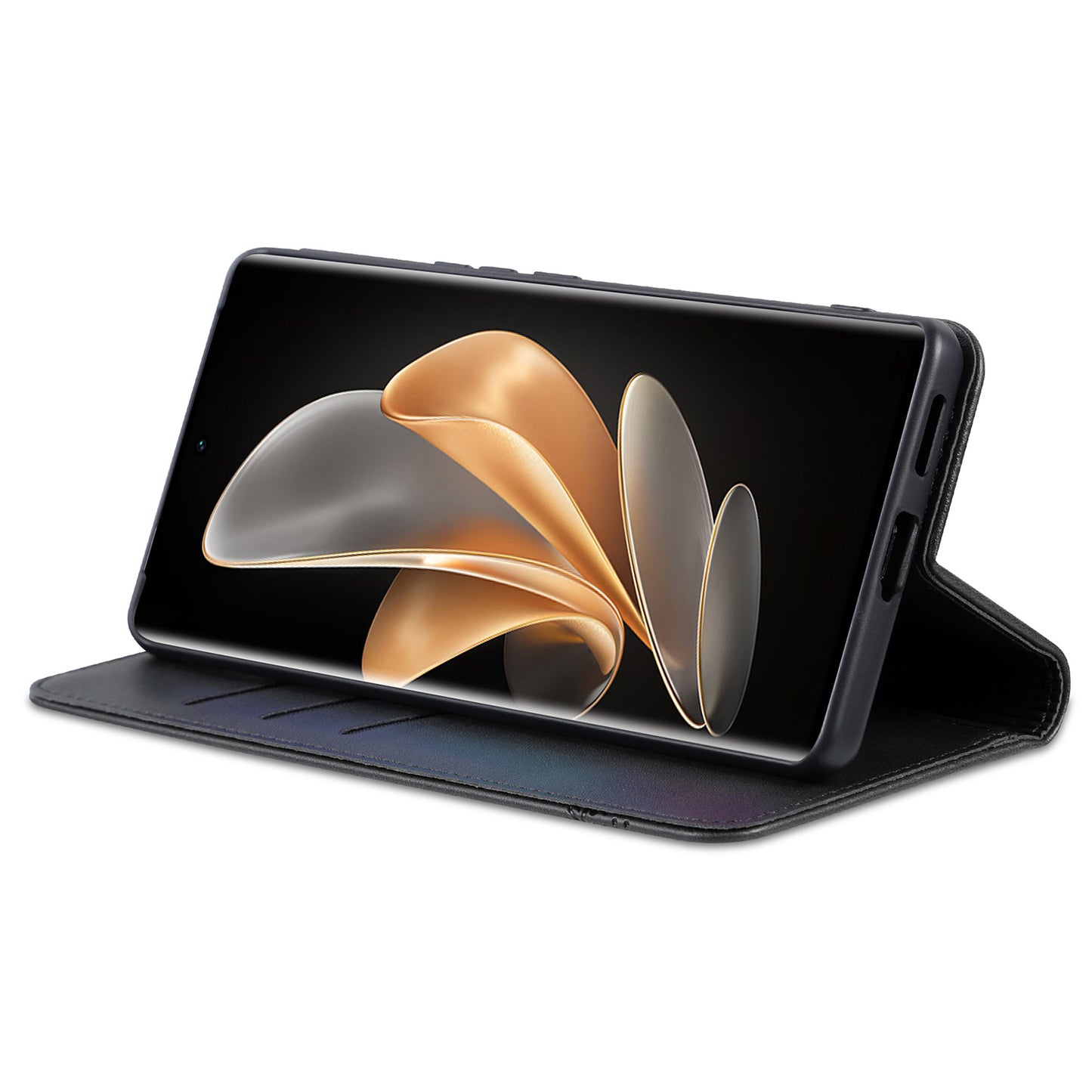 AZNS For Oppo Find X7 Ultra Wallet Case PU Leather Phone Cover Magnetic Closing - Black