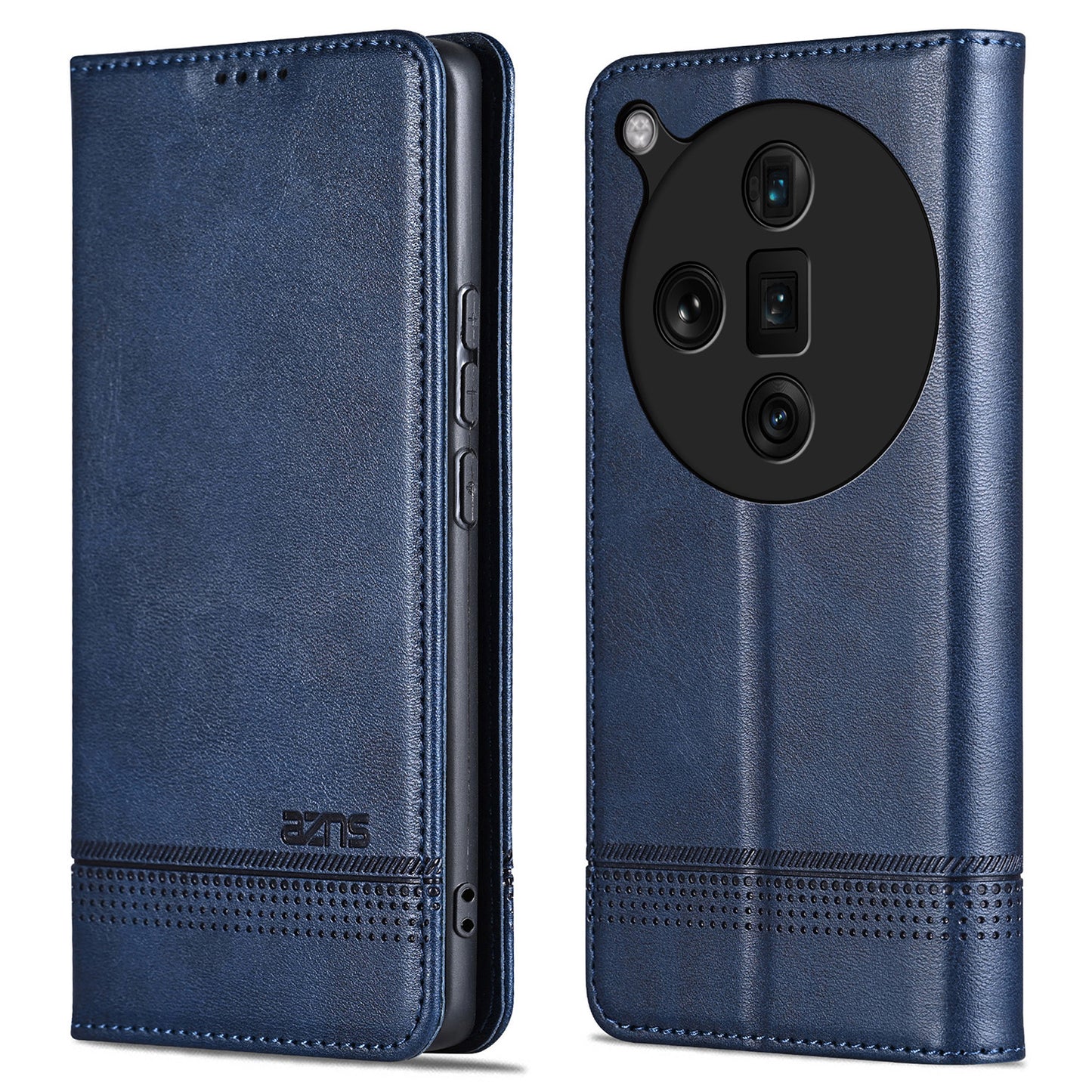 AZNS For Oppo Find X7 Ultra Wallet Case PU Leather Phone Cover Magnetic Closing - Blue