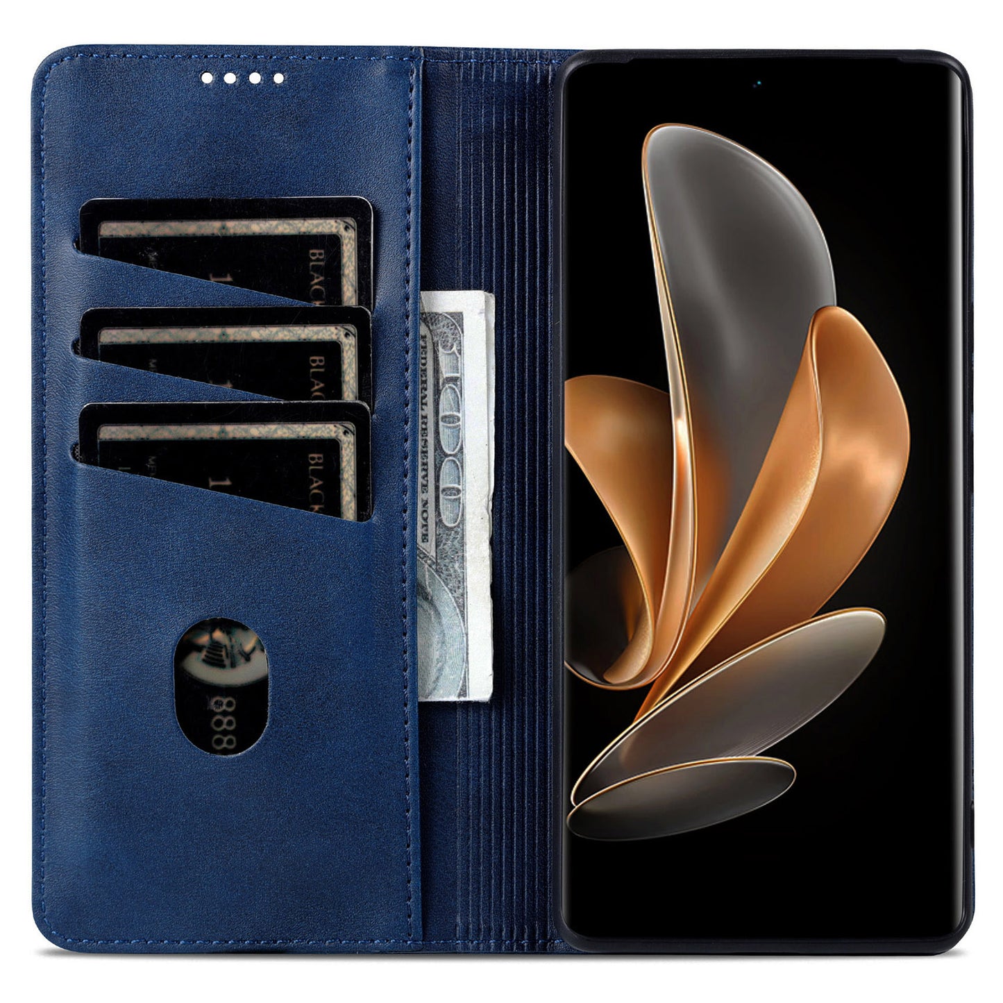 AZNS For Oppo Find X7 Ultra Wallet Case PU Leather Phone Cover Magnetic Closing - Blue