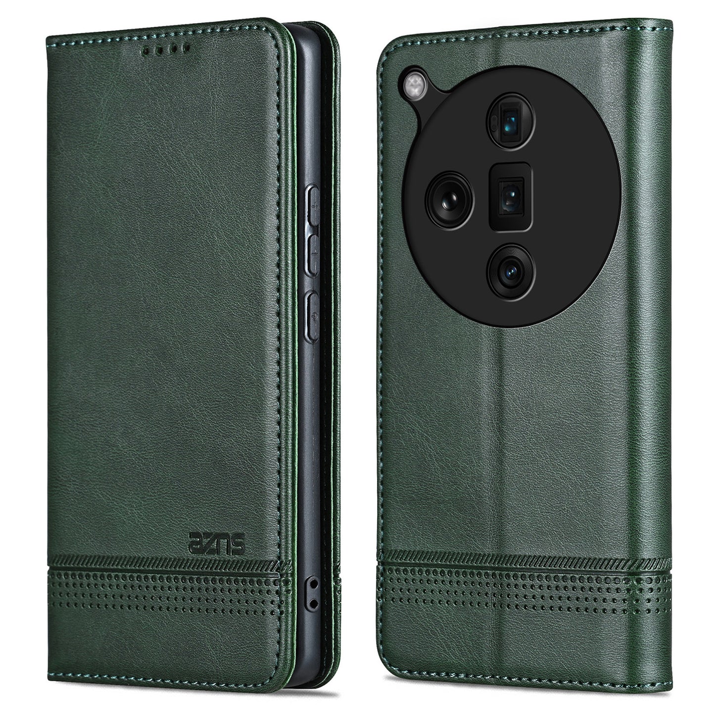 AZNS For Oppo Find X7 Ultra Wallet Case PU Leather Phone Cover Magnetic Closing - Green