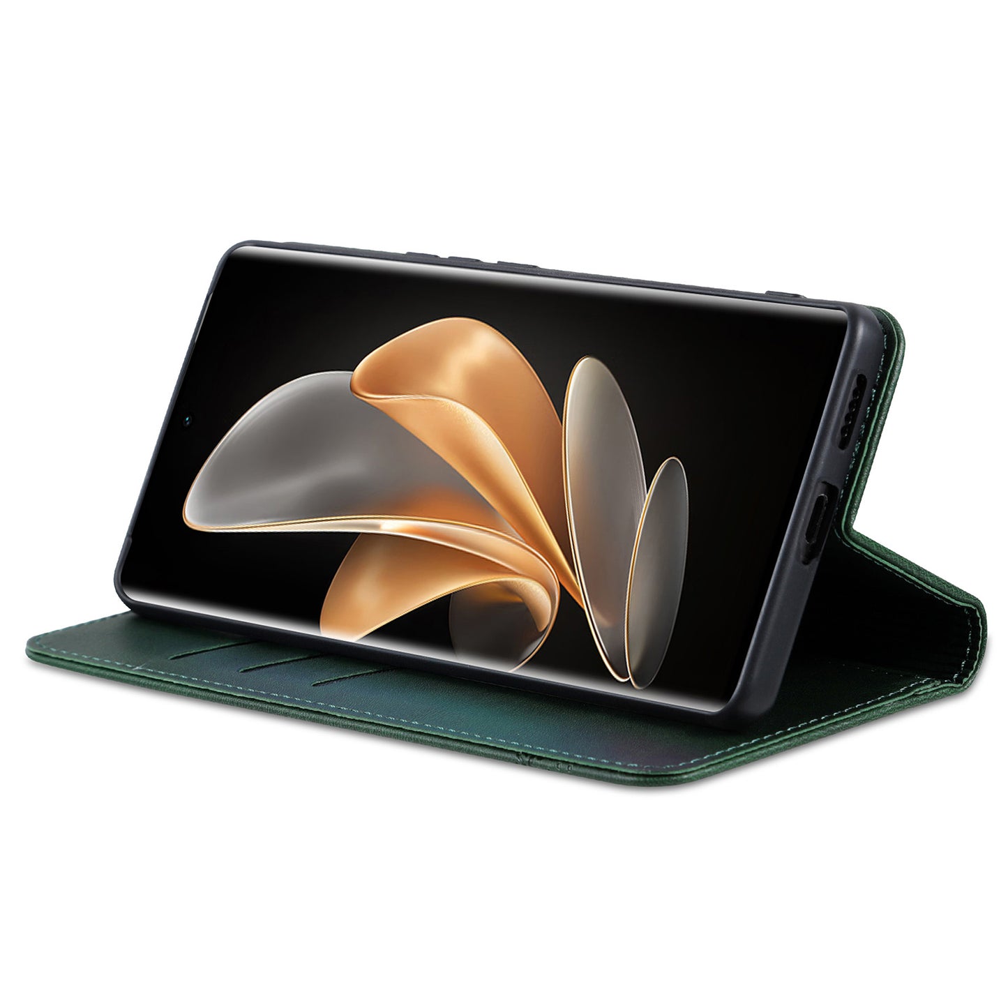 AZNS For Oppo Find X7 Ultra Wallet Case PU Leather Phone Cover Magnetic Closing - Green