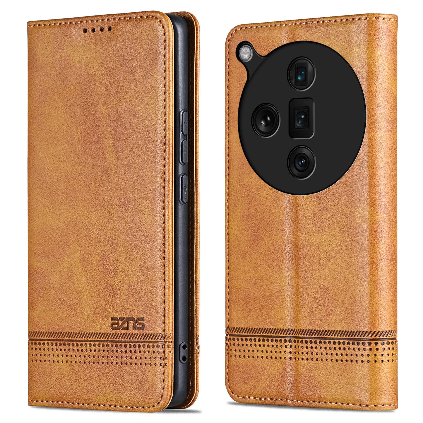 AZNS For Oppo Find X7 Ultra Wallet Case PU Leather Phone Cover Magnetic Closing - Brown