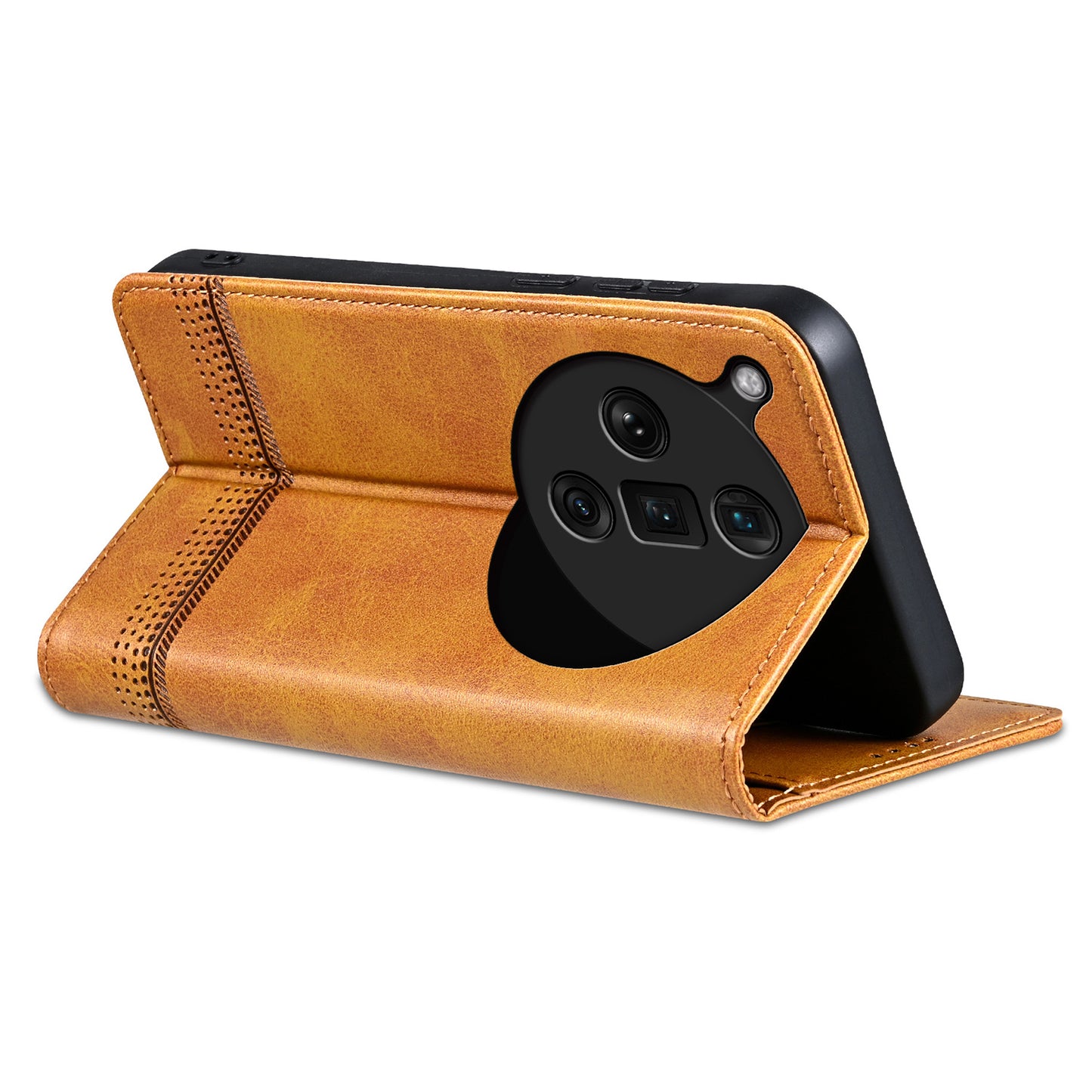 AZNS For Oppo Find X7 Ultra Wallet Case PU Leather Phone Cover Magnetic Closing - Brown