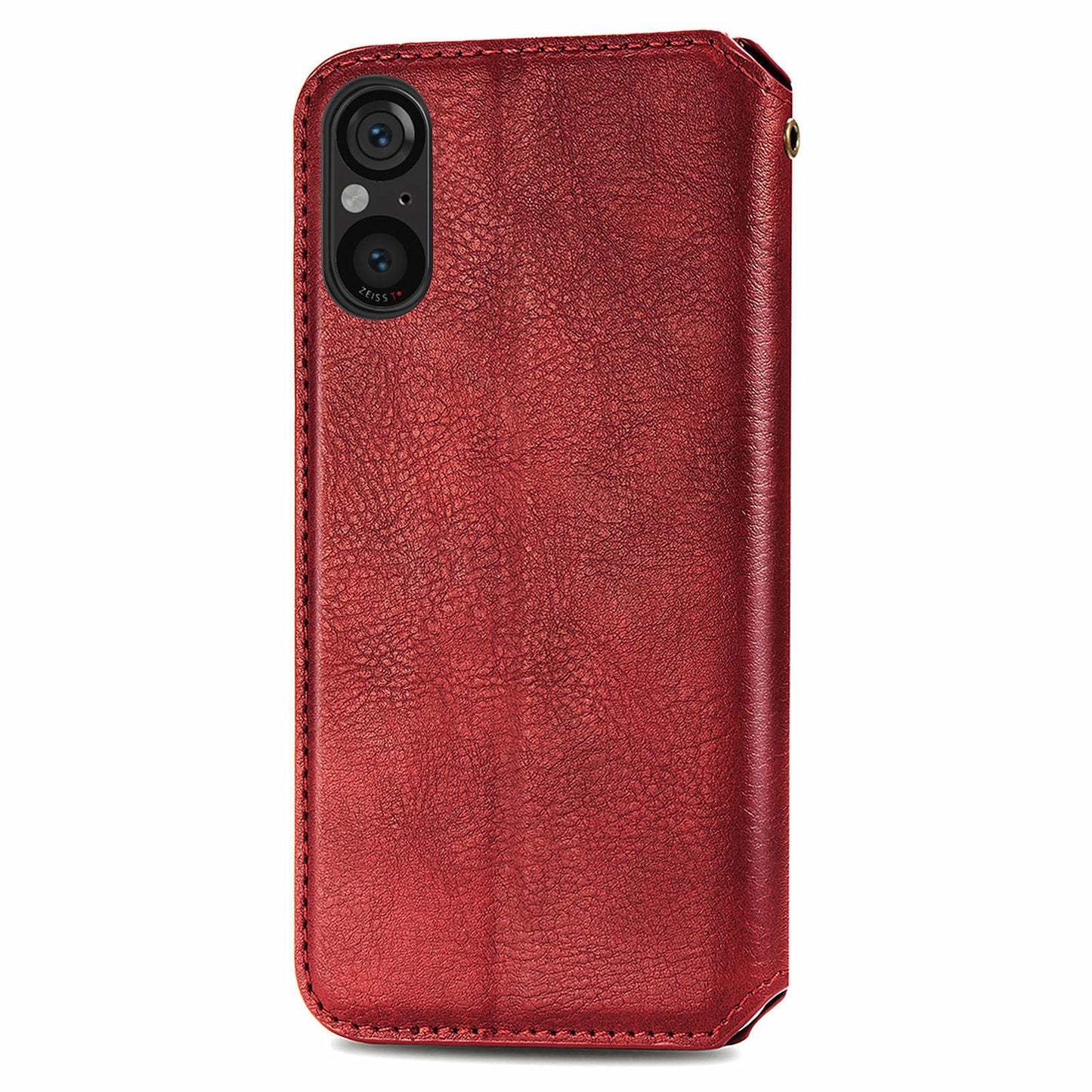 For Sony Xperia 5 V Case Wallet Card Slots Rhombus Leather Phone Cover - Red