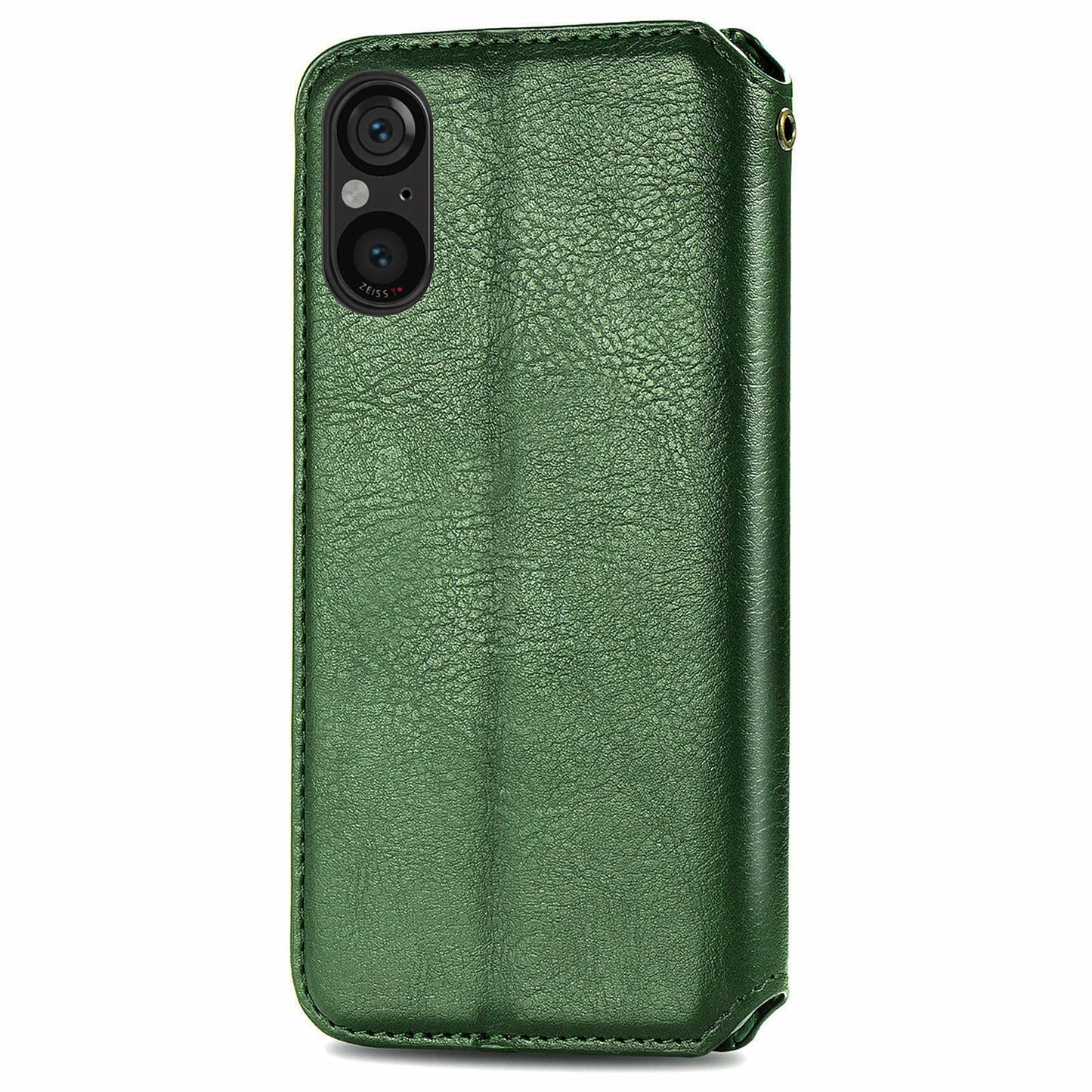 For Sony Xperia 5 V Case Wallet Card Slots Rhombus Leather Phone Cover - Green
