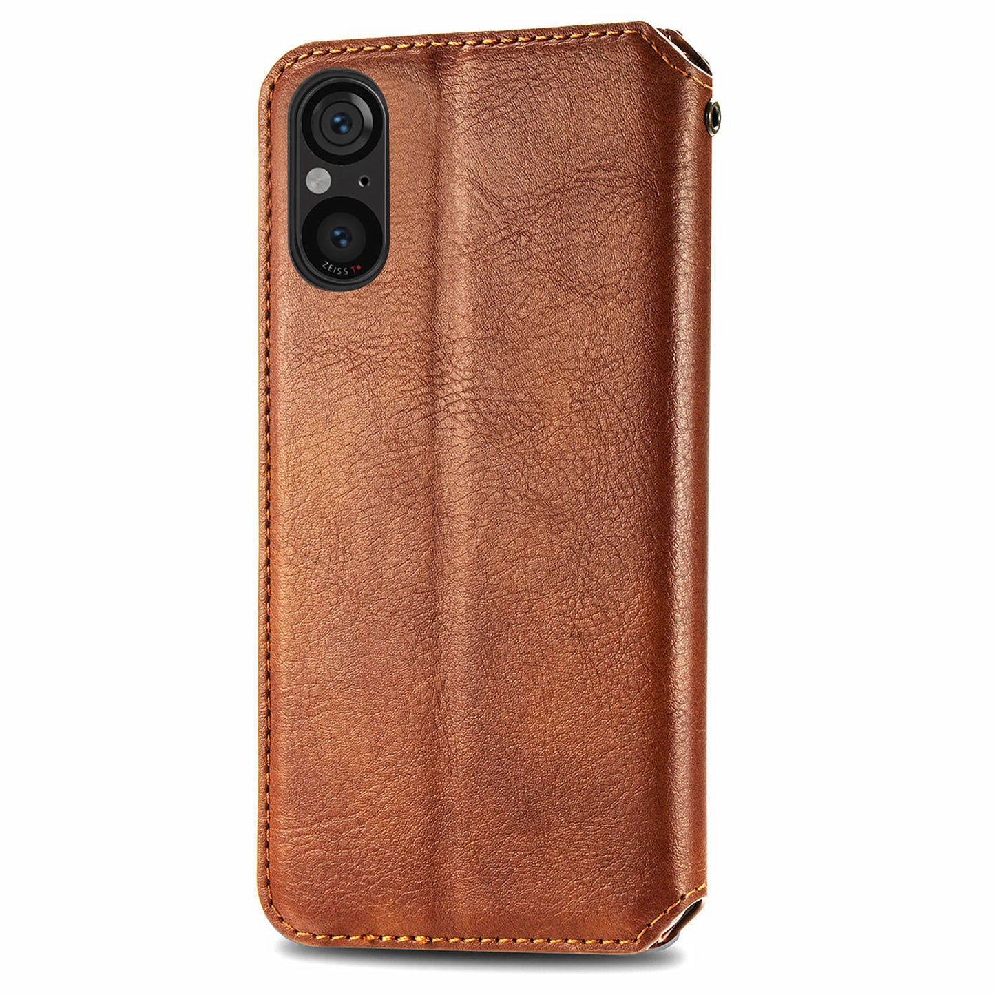 For Sony Xperia 5 V Case Wallet Card Slots Rhombus Leather Phone Cover - Brown