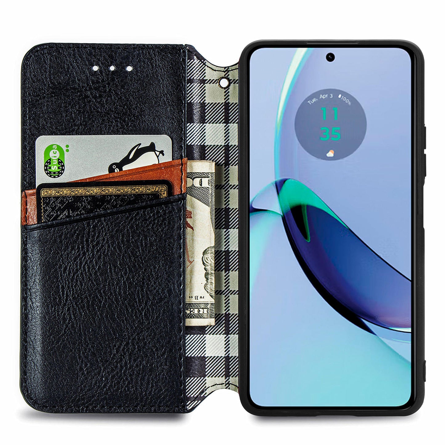 For Motorola Moto G84 5G Case Leather Wallet Cover Mobile Accessories Wholesale Suppliers - Black
