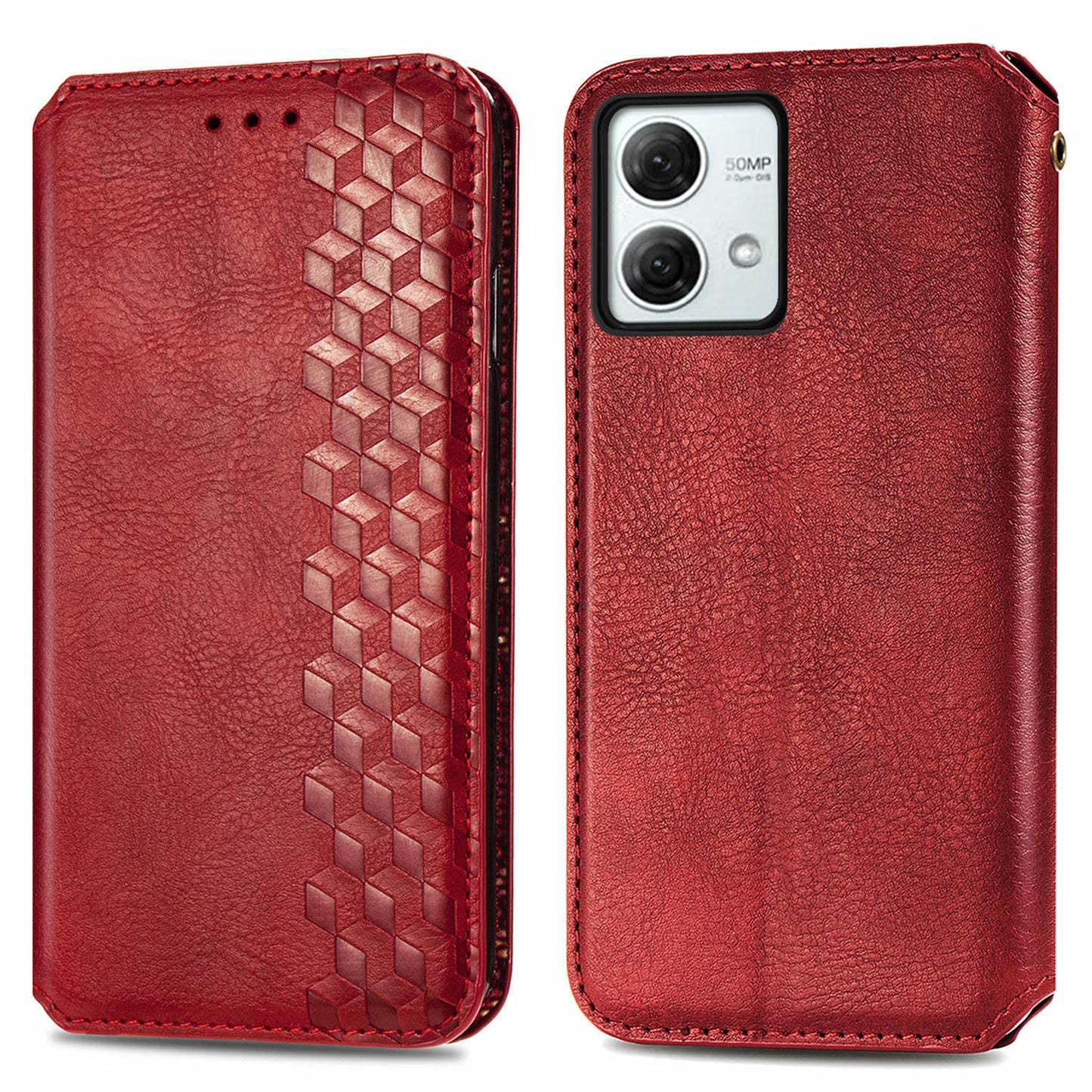 For Motorola Moto G84 5G Case Leather Wallet Cover Mobile Accessories Wholesale Suppliers - Red