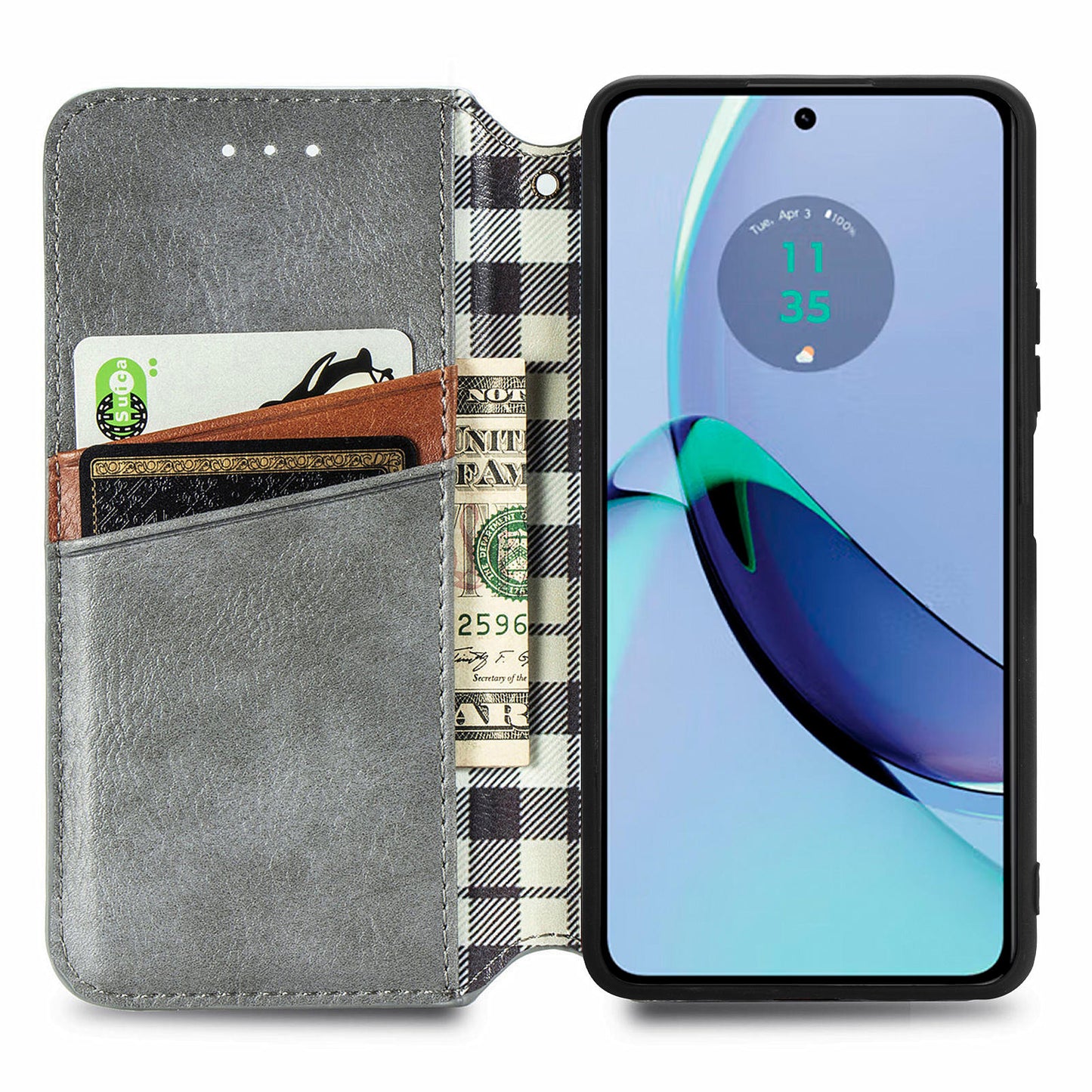 For Motorola Moto G84 5G Case Leather Wallet Cover Mobile Accessories Wholesale Suppliers - Grey