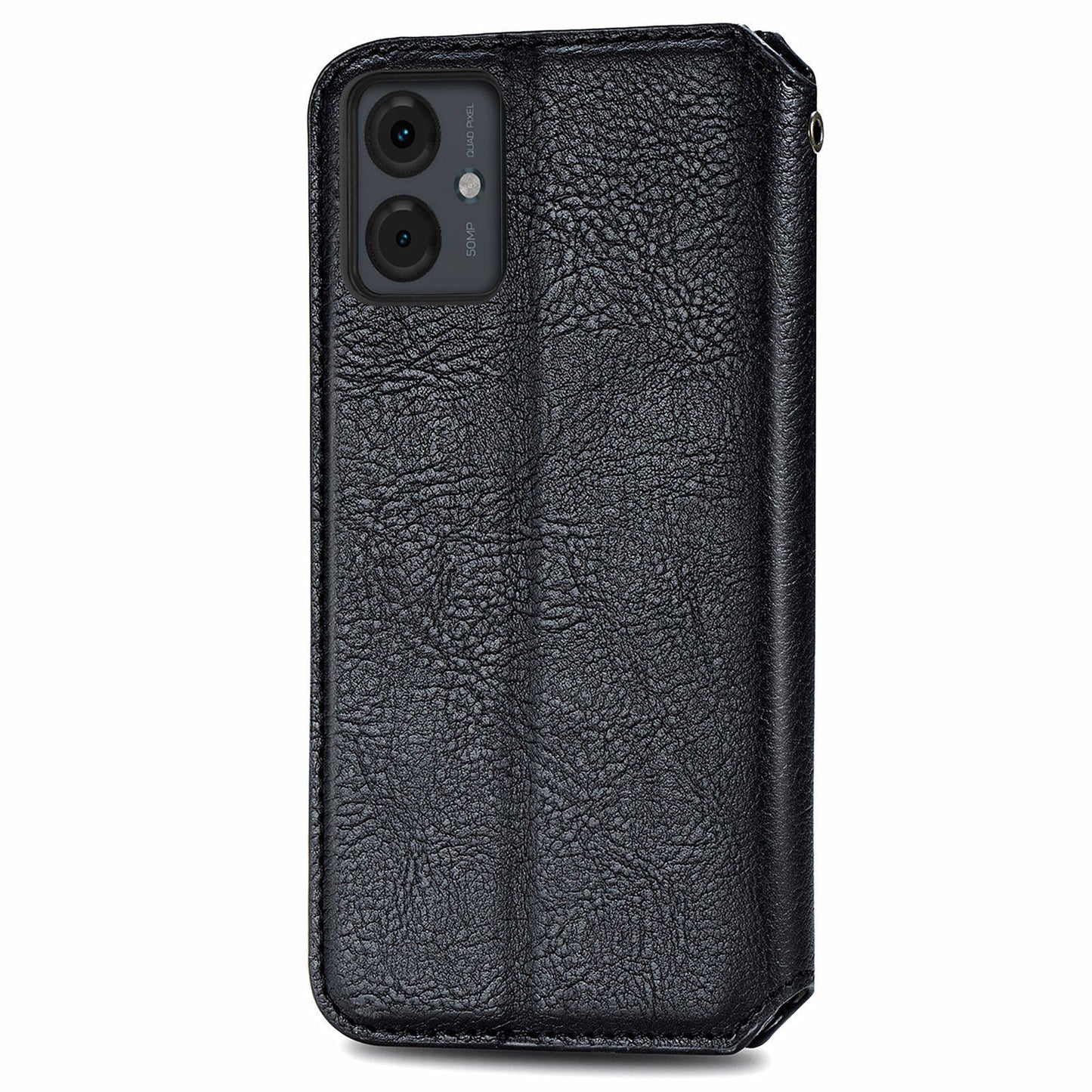 For Motorola Moto G14 4G Case Rhombus Leather Phone Cover with Wallet Card Slots - Black
