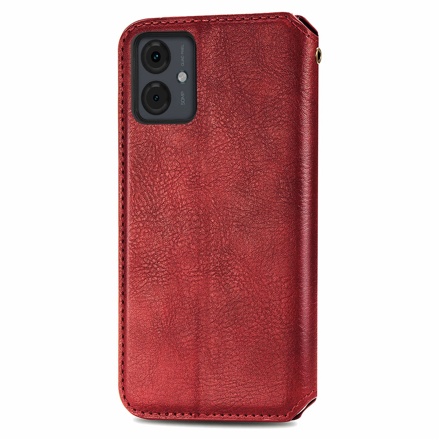 For Motorola Moto G14 4G Case Rhombus Leather Phone Cover with Wallet Card Slots - Red