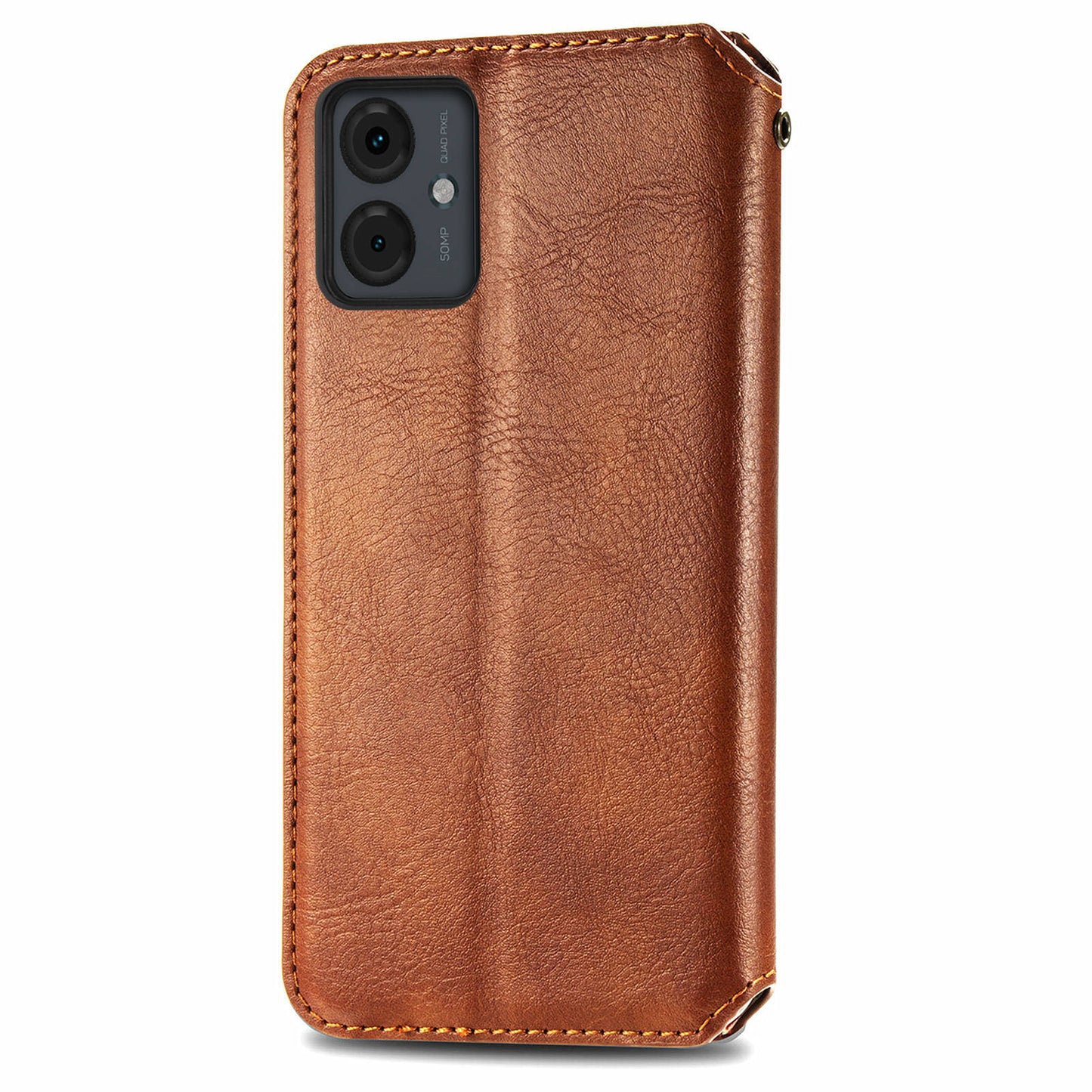 For Motorola Moto G14 4G Case Rhombus Leather Phone Cover with Wallet Card Slots - Brown